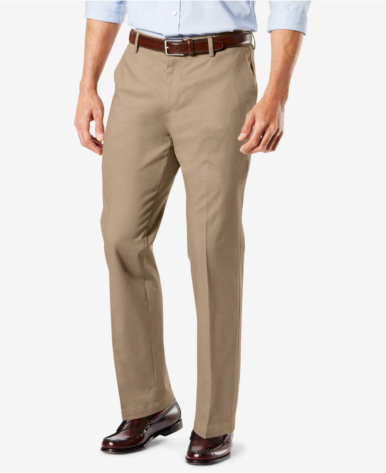 Dockers Signature Lux Cotton Straight Fit Creased Stretch Khaki Pants ...