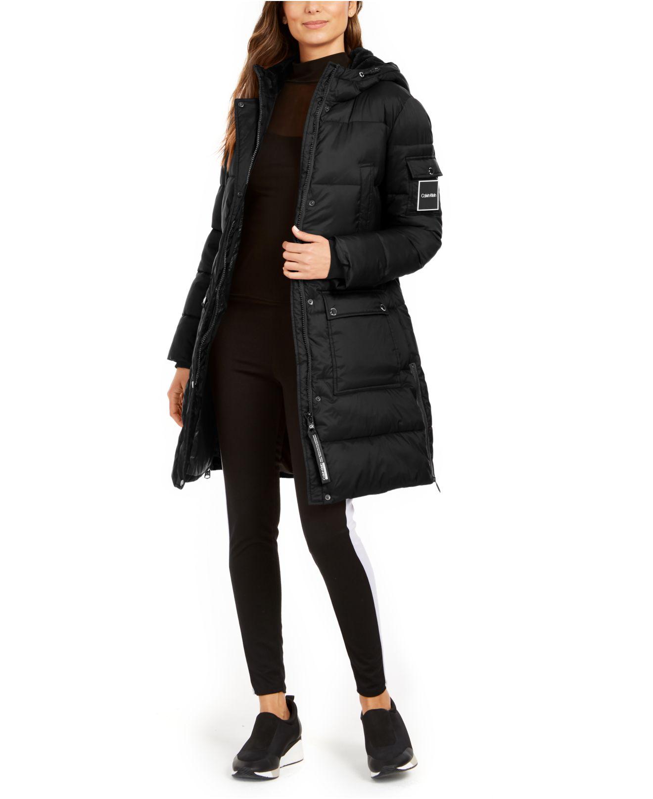 Calvin Klein Synthetic Oversized Hooded Puffer Coat in Black - Lyst