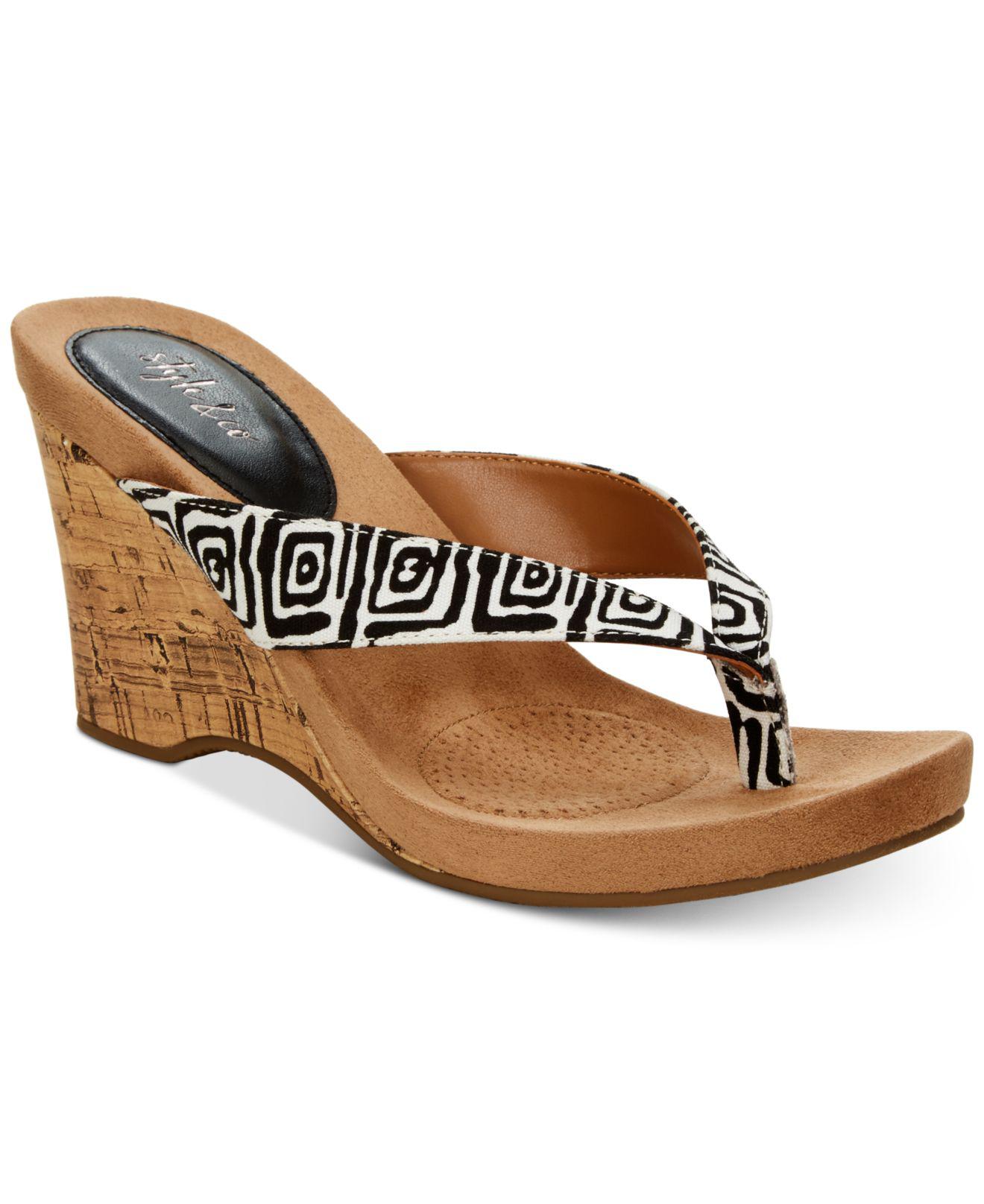 Style & Co. Chicklet Wedge Thong Sandals, Created For Macy's Lyst