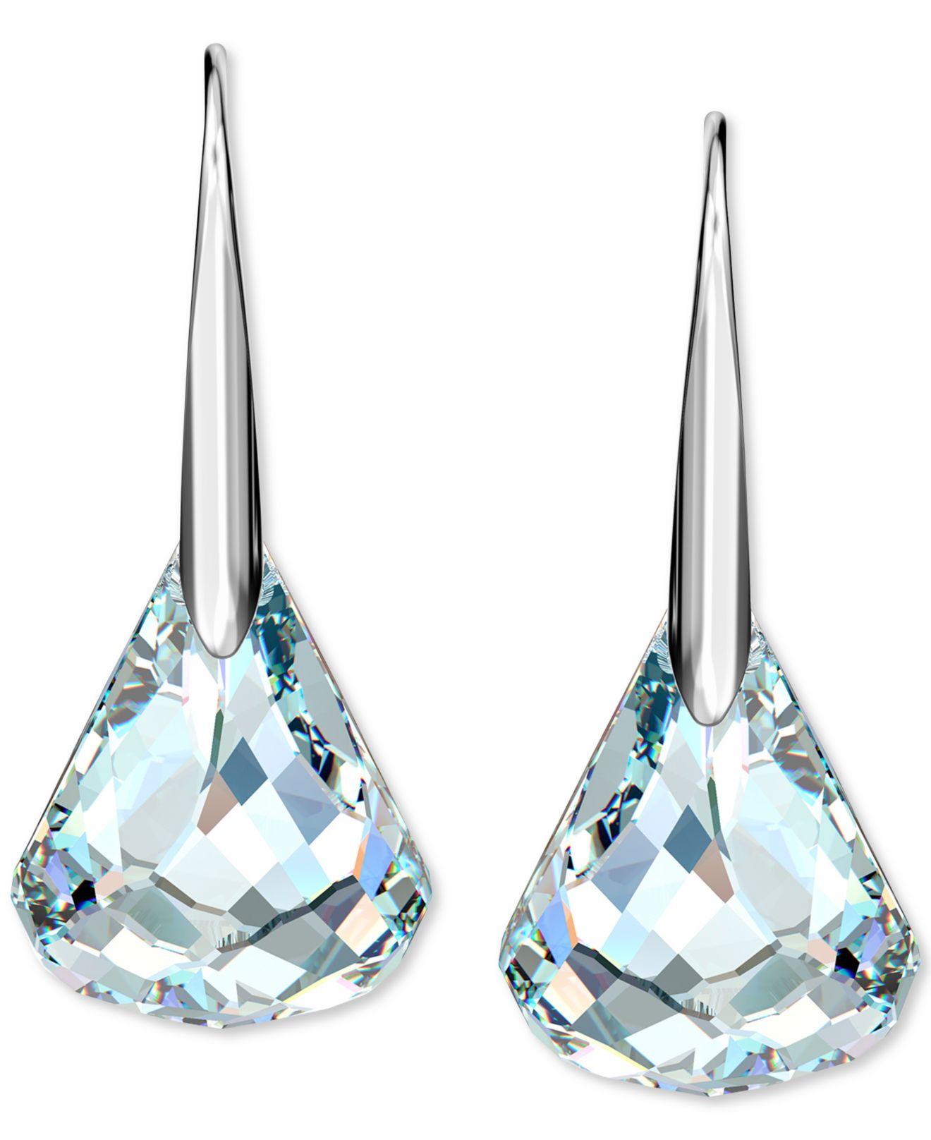 Swarovski Silver-tone Crystal Circle Stud Earrings In White