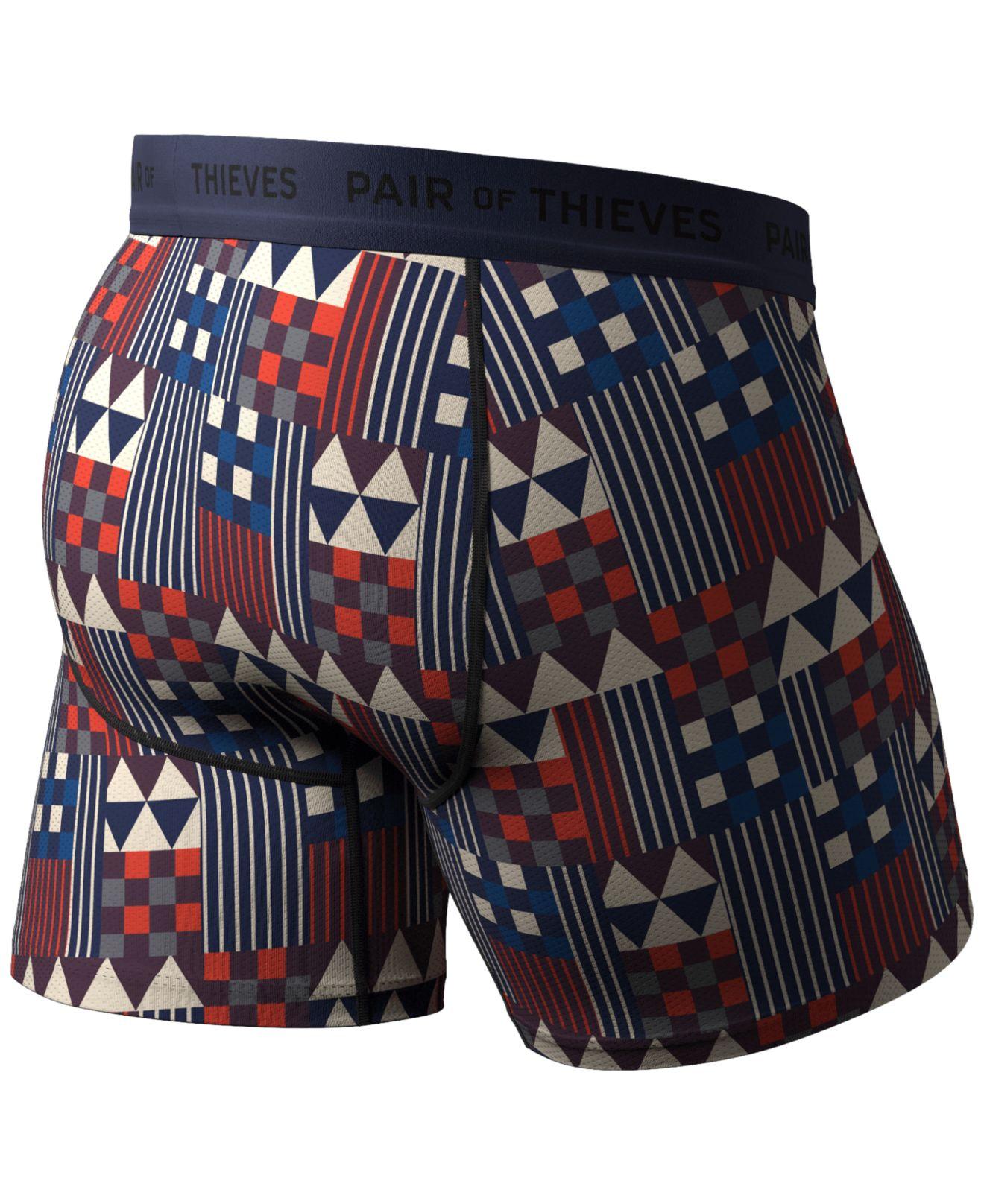 Pair of Thieves Superfit 4-way Stretch Moisture-wicking Printed Boxer  Briefs in Blue for Men