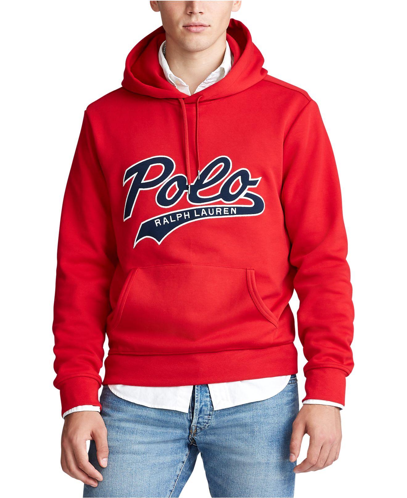 Polo Ralph Lauren Synthetic Double-knit Logo Hoodie in Red for Men 