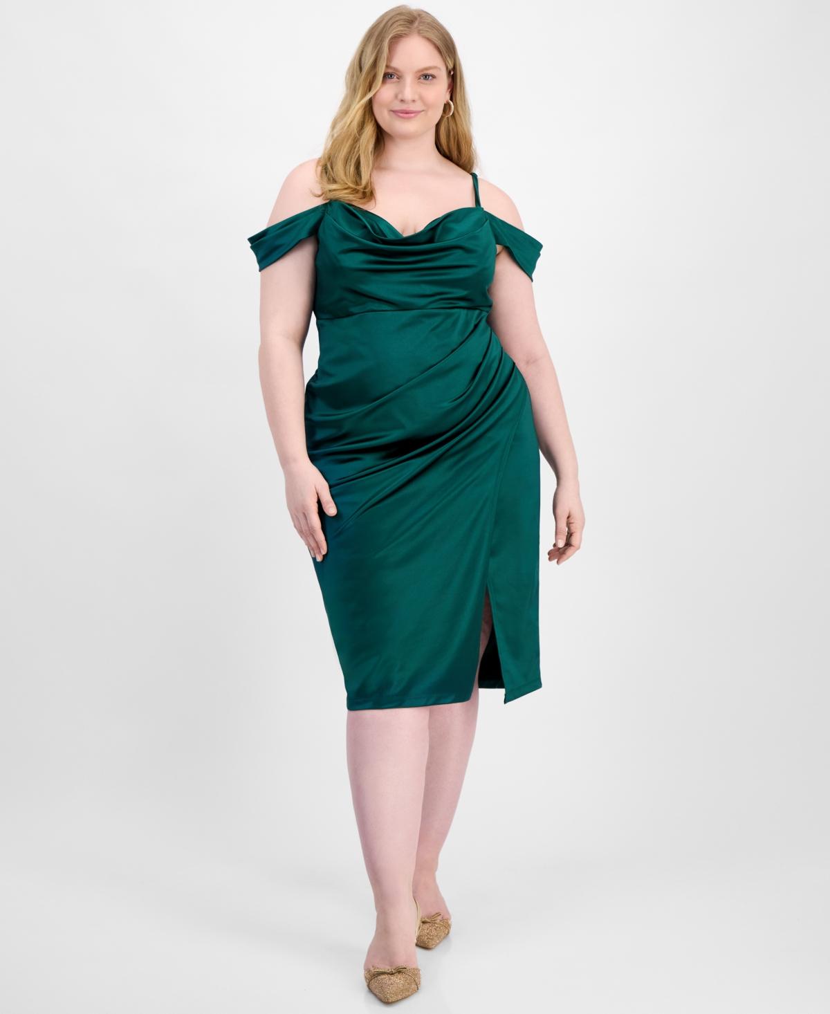 b darlin emerald green dress b. darlin teal strappy back satin gown main image 1