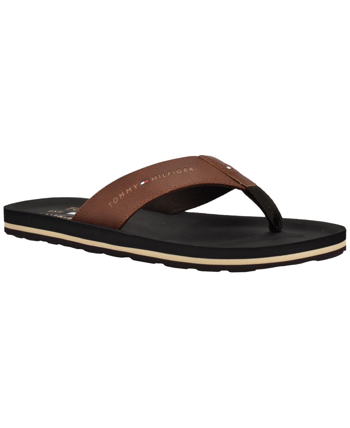 Tommy Hilfiger Men\'s Newell Flip-Flop Dark Brown 8M Coffee Brown Tommy Hilfiger Cross Strap Sandals main image 2