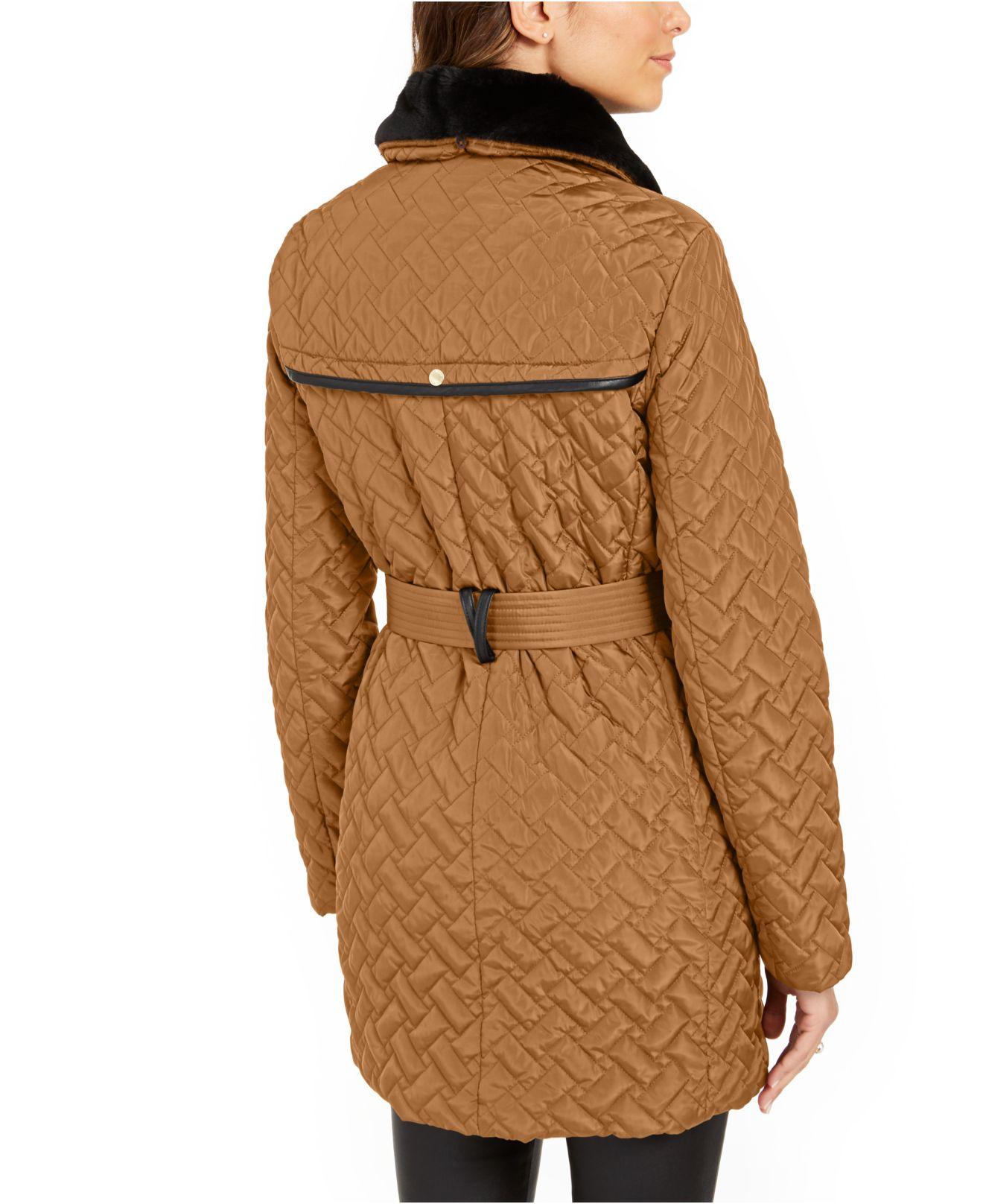 Cole Haan Womens Belted Quilted Jacket