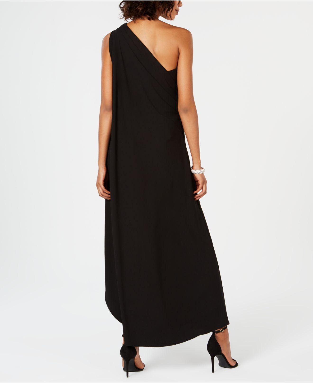 Adrianna Papell Synthetic One-shoulder Crepe Jumpsuit in Black - Lyst