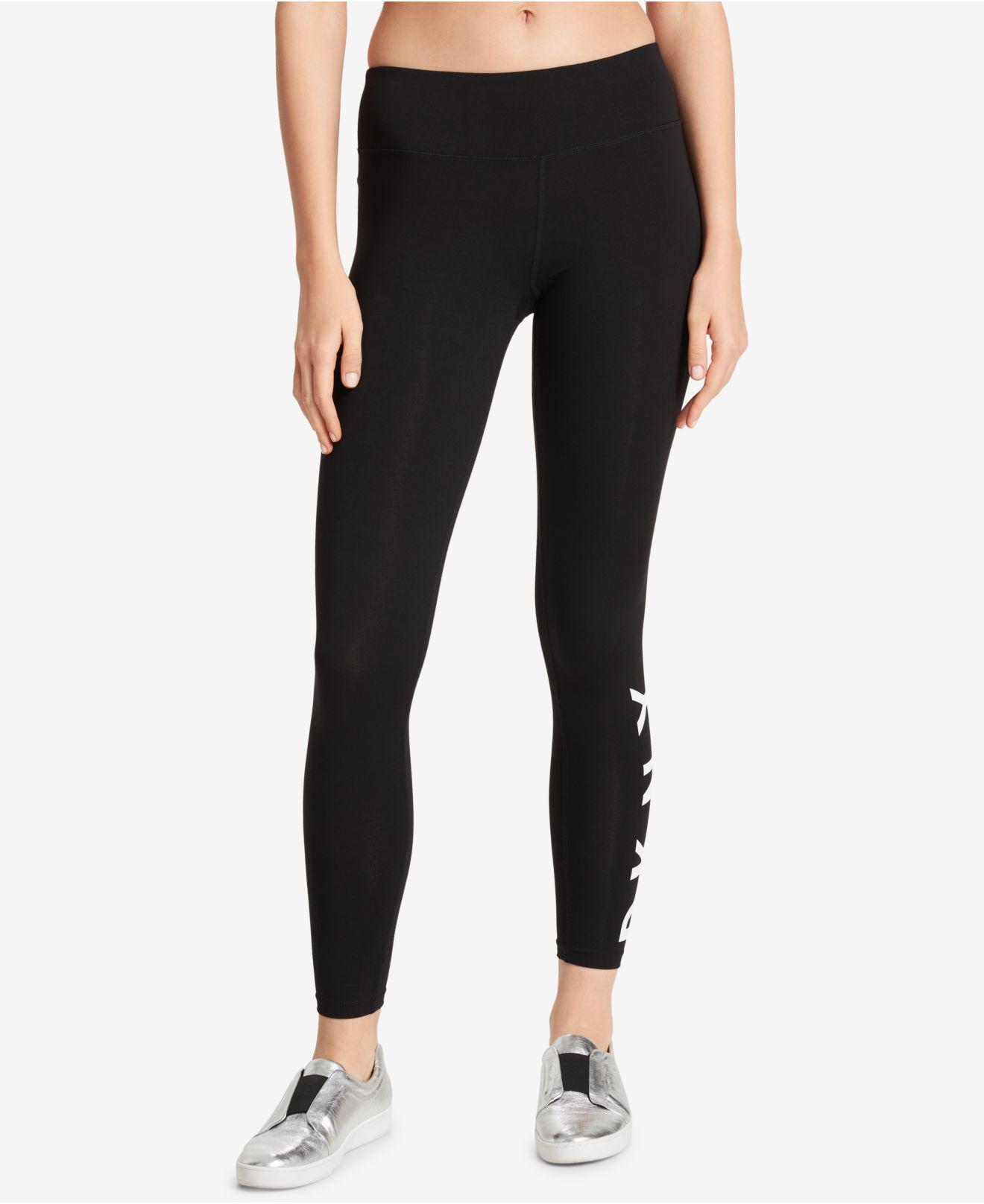 DKNY Cotton Logoprint Active Leggings in Black Lyst