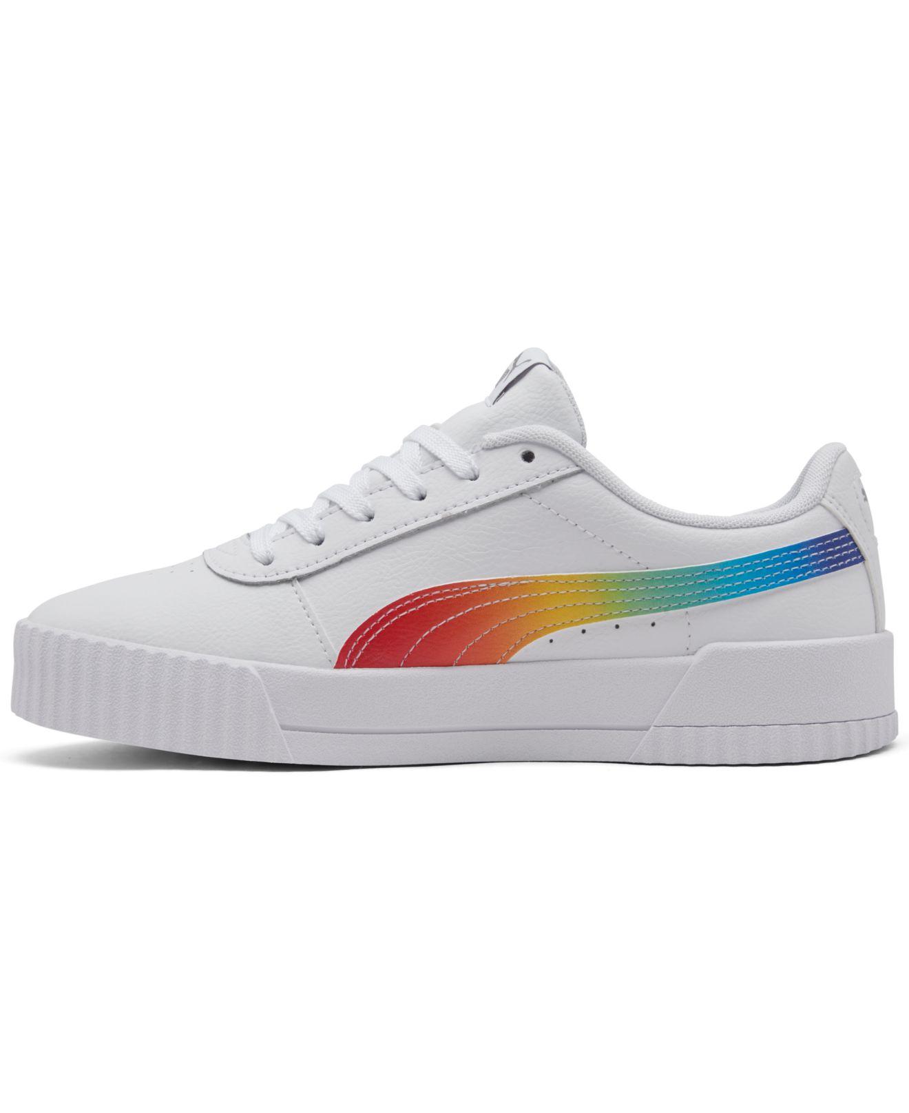 PUMA Leather Carina Rainbow Casual Sneakers From Finish Line in White,  Rainbow (White) - Lyst