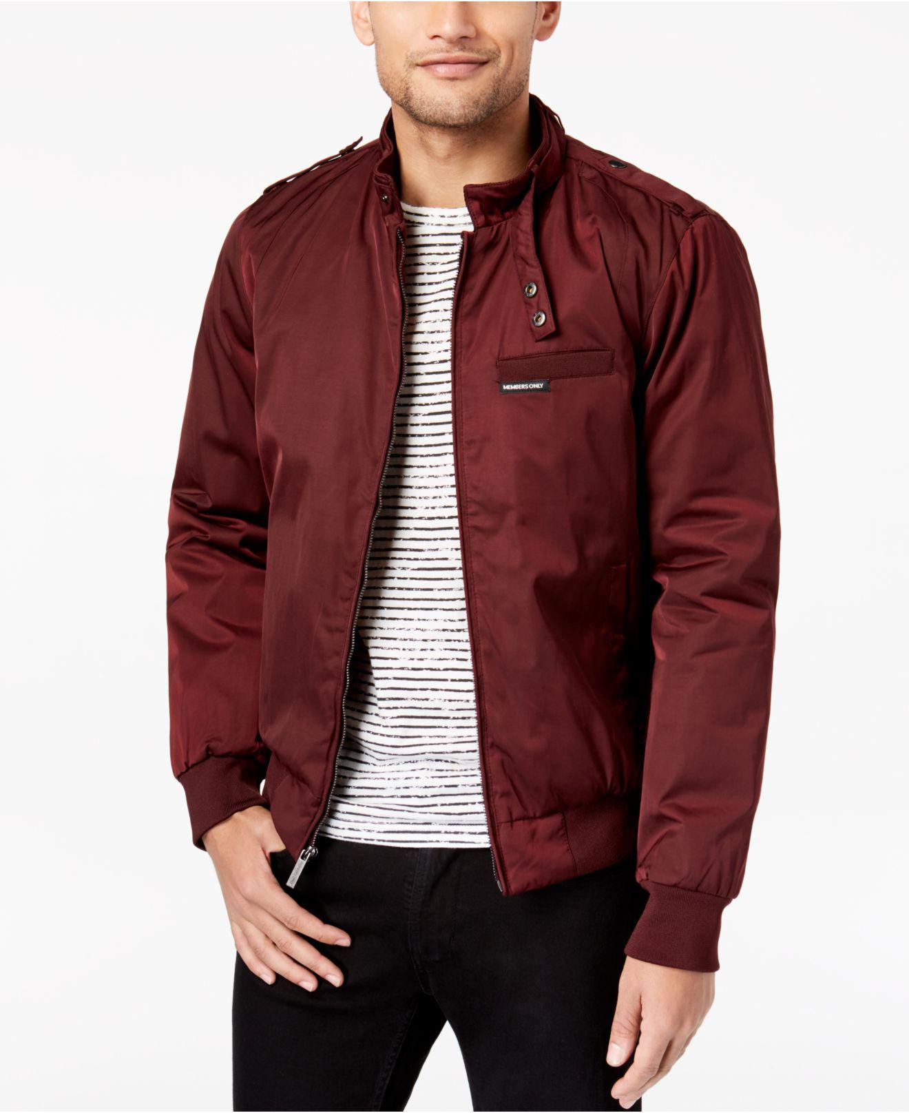 Members Only Synthetic Men's Classic Zip-front Jacket in Burgundy (Red ...