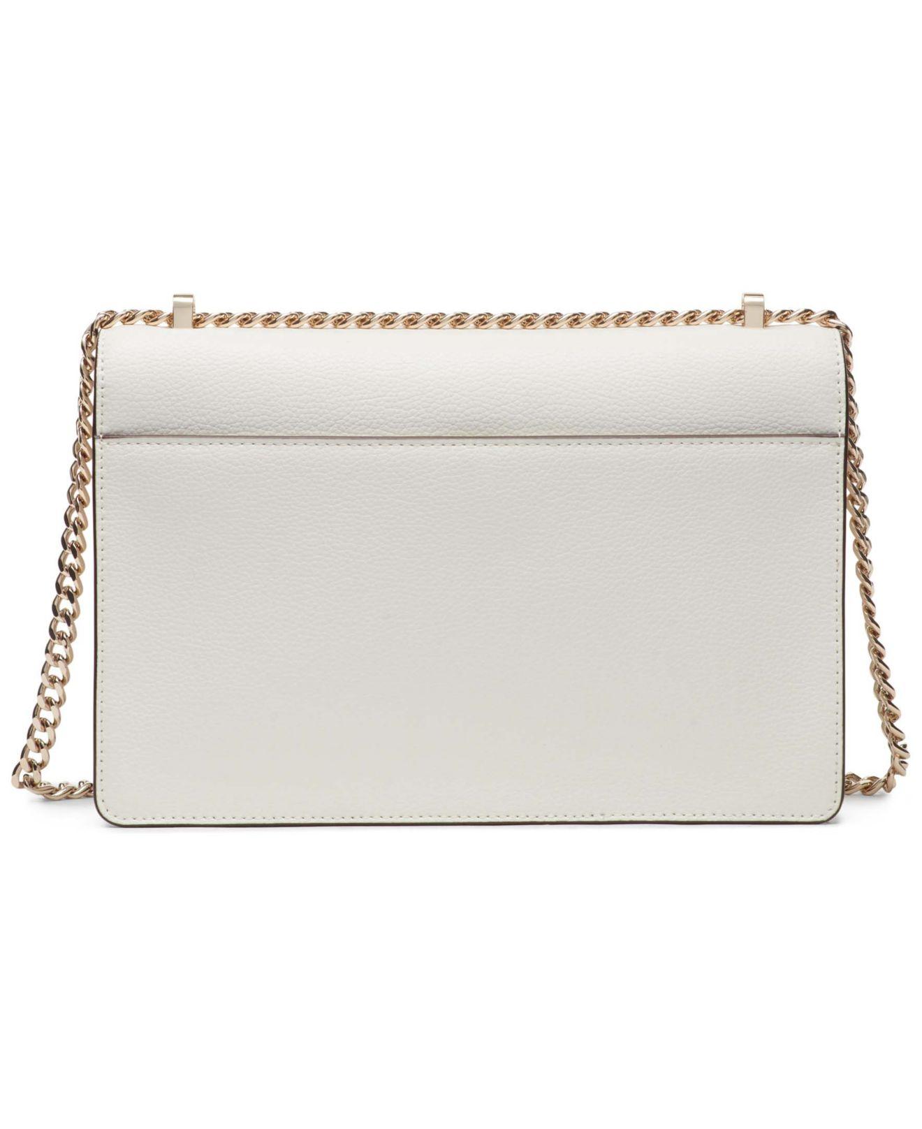 DKNY Elissa Large Leather Shoulder Flap in White/Gold (White) Lyst