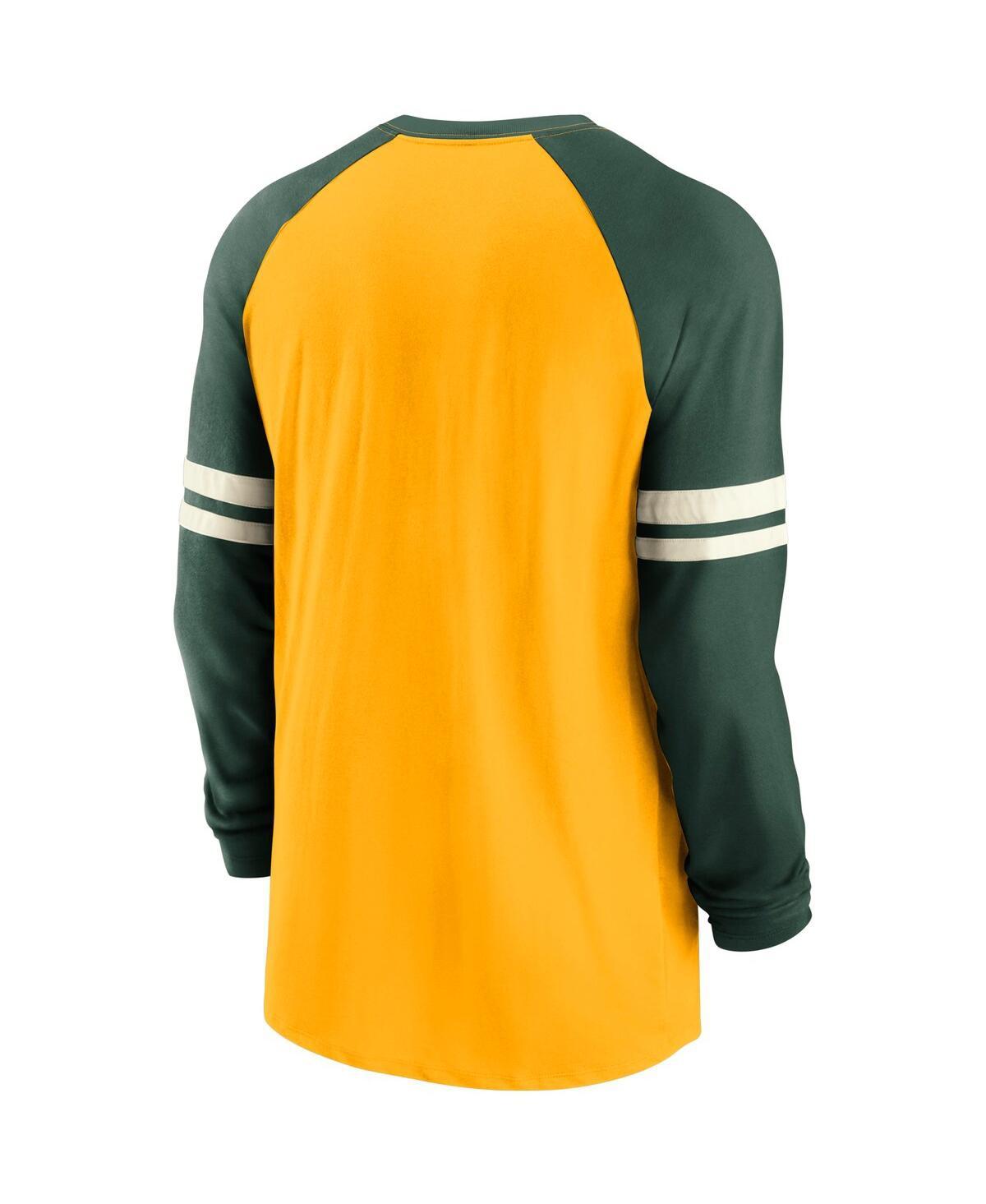 Green Bay Packers Nike Logo Name Colorblock T-Shirt - University Gold / Fir  - Mens