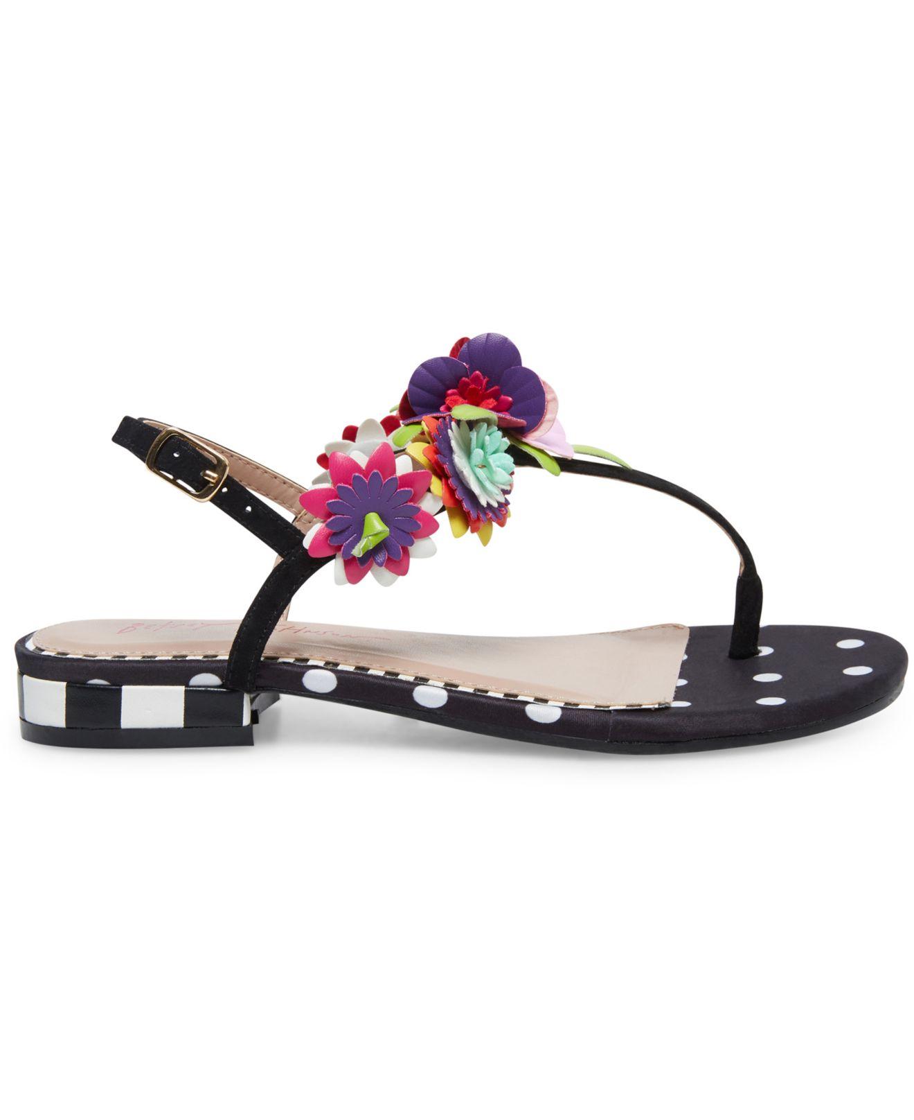 betsey johnson esmee floral flat sandals