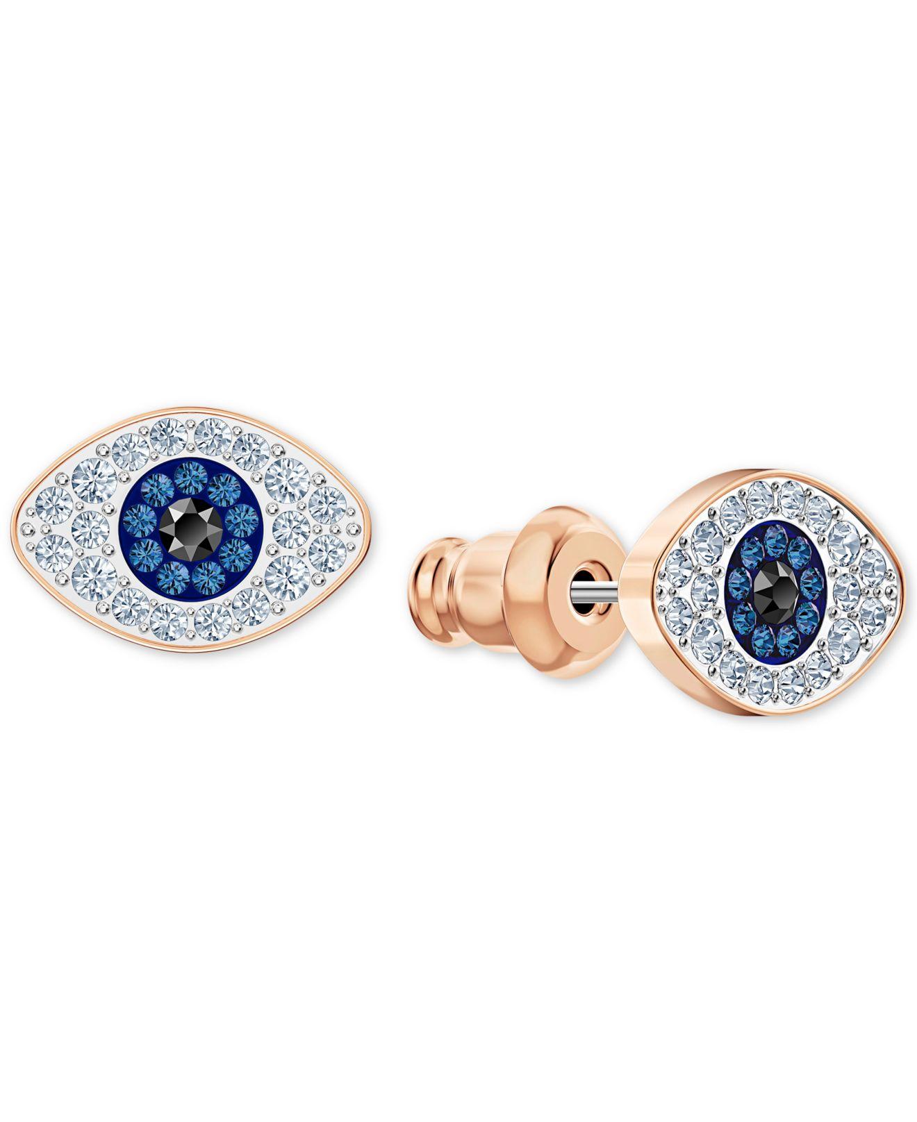 Swarovski Rose Gold-tone Crystal Evil-eye Stud Earrings in Blue | Lyst