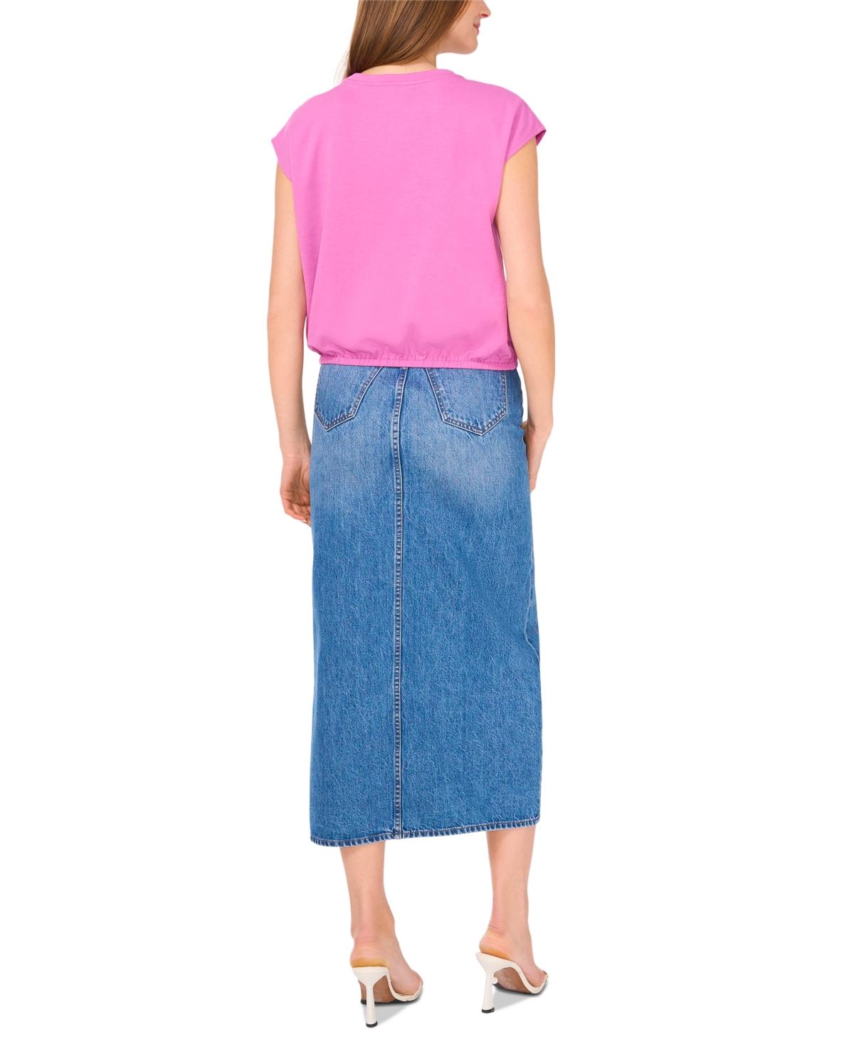 売れ筋商品|||ヴィンスカムート カットソー トップス レディース Women's Bubble-Hem Cap Sleeve Top Violet Blush Vince Camuto Bubble-hem Cap Sleeve Top in Pink | Lyst