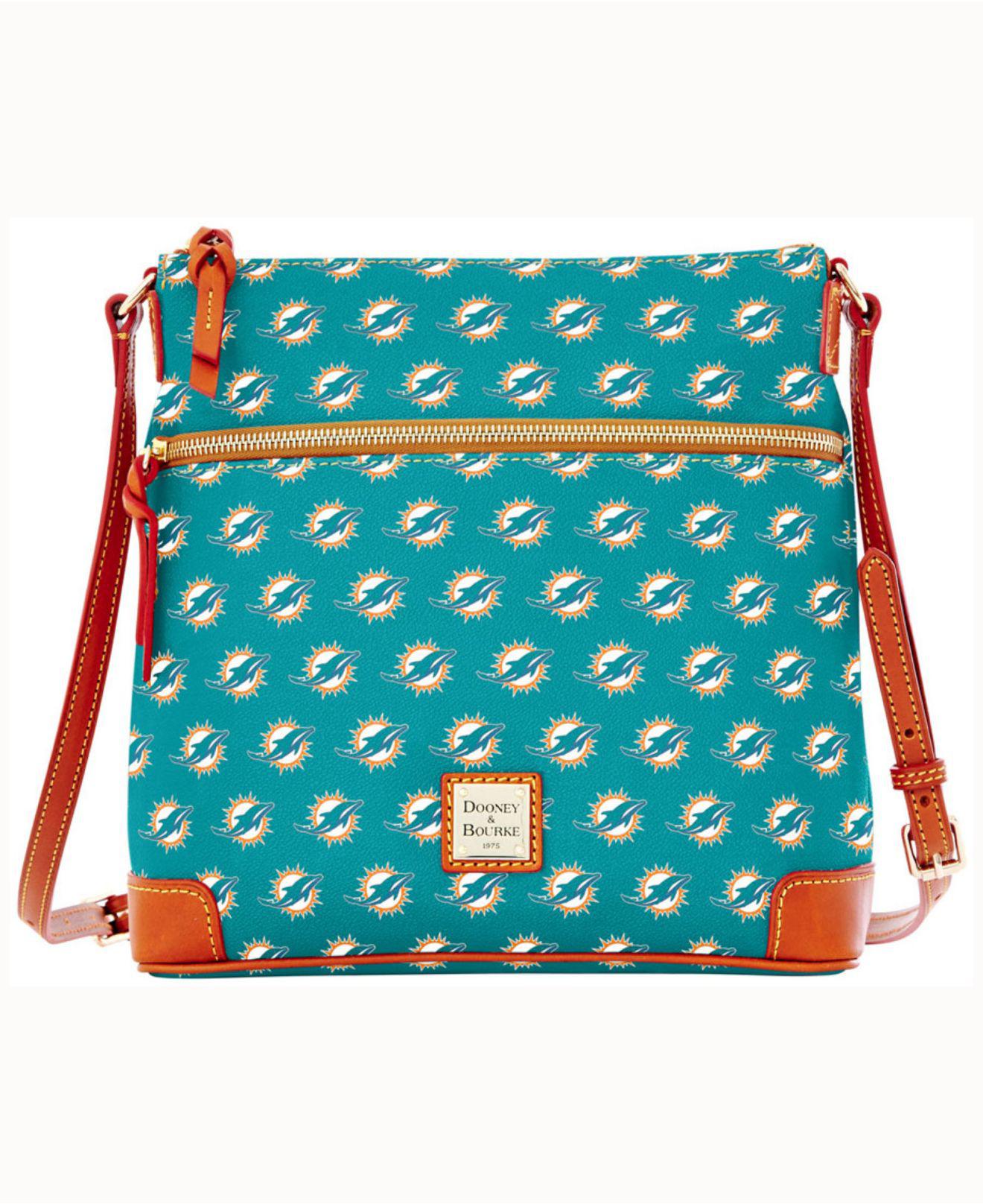 Dooney & Bourke Leather Miami Dolphins Crossbody Purse in Turquoise