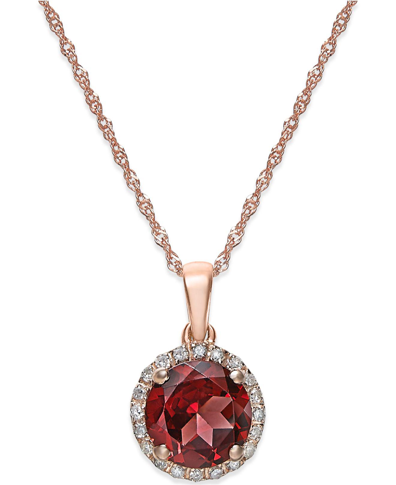 Lyst Macy S Garnet 1 2 Ct T W And Diamond Accent Pendant View Fullscreen