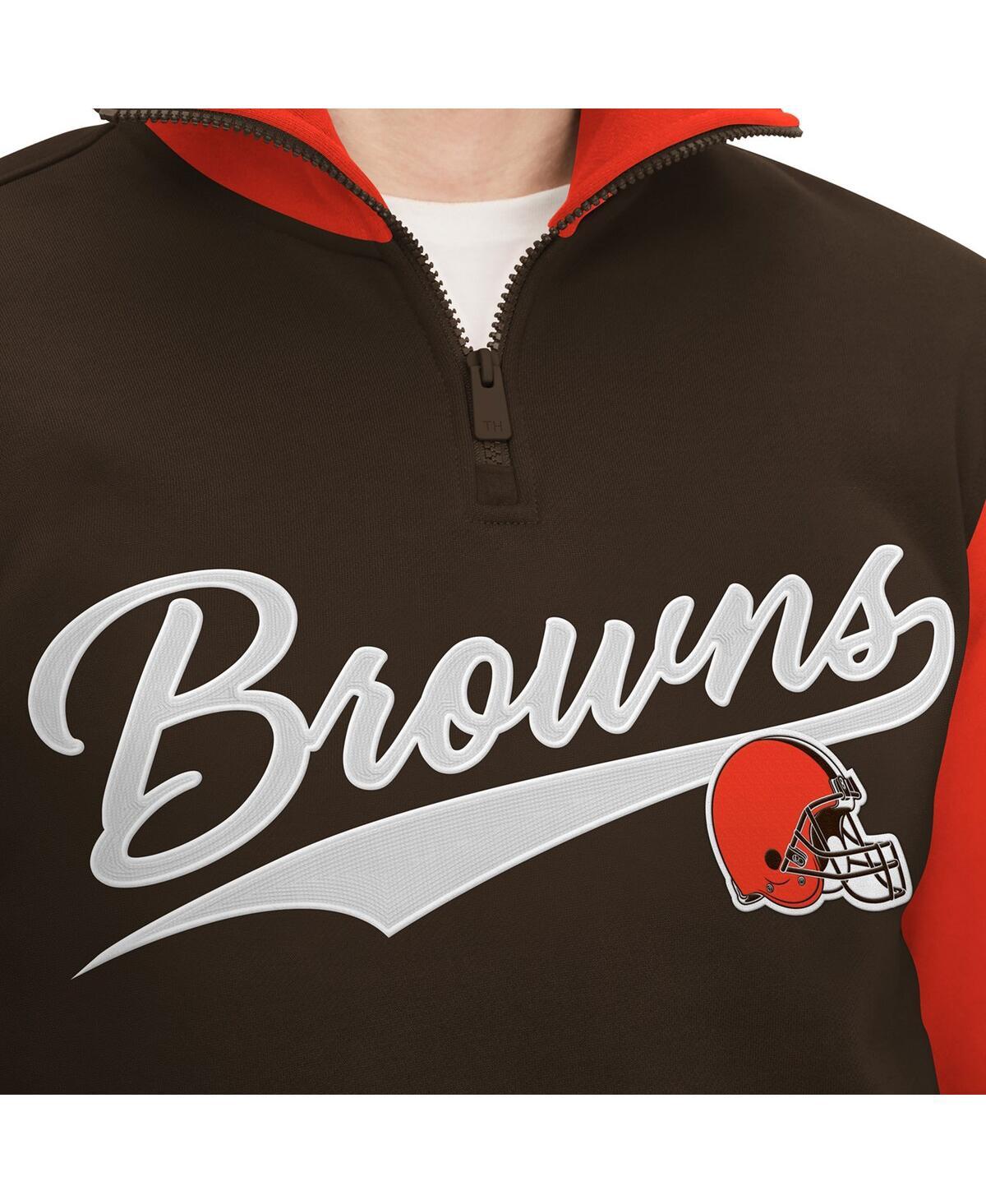 Men's Cleveland Browns Tommy Hilfiger Brown Quarter-Zip Pullover Hoodie