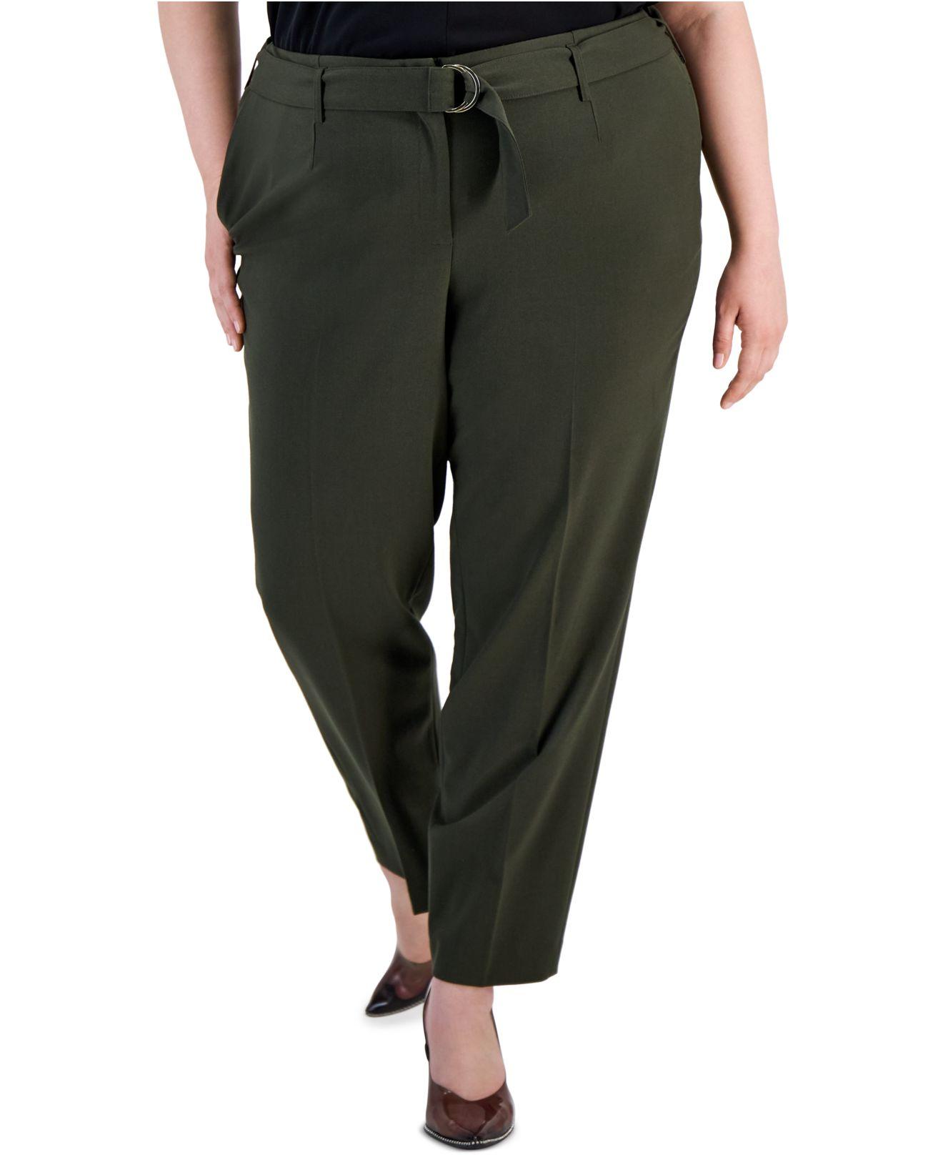 Bar Iii Plus Size Bistretch Tiewaist Ankle Pants, Created For Macy's