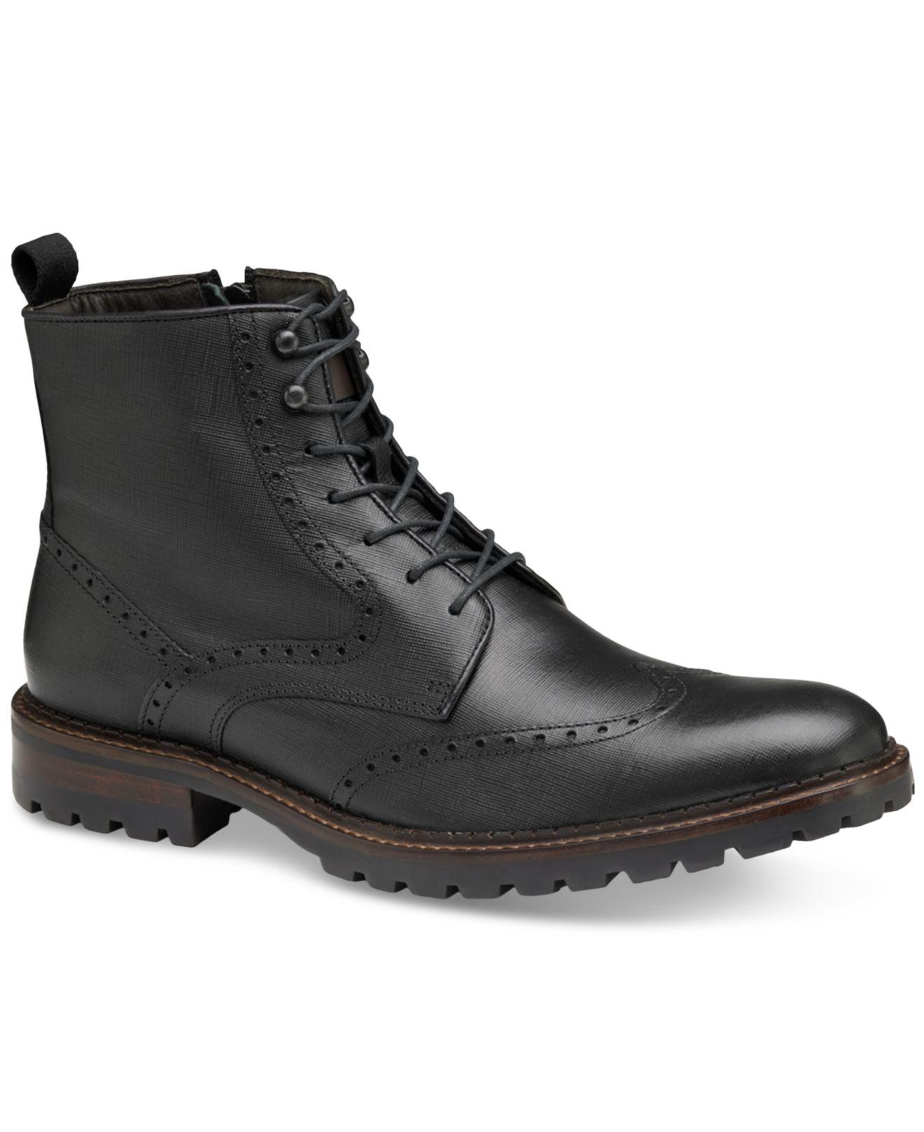Johnston & Murphy Garrison Wingtip Sidezipper Boot in Black for Men Lyst
