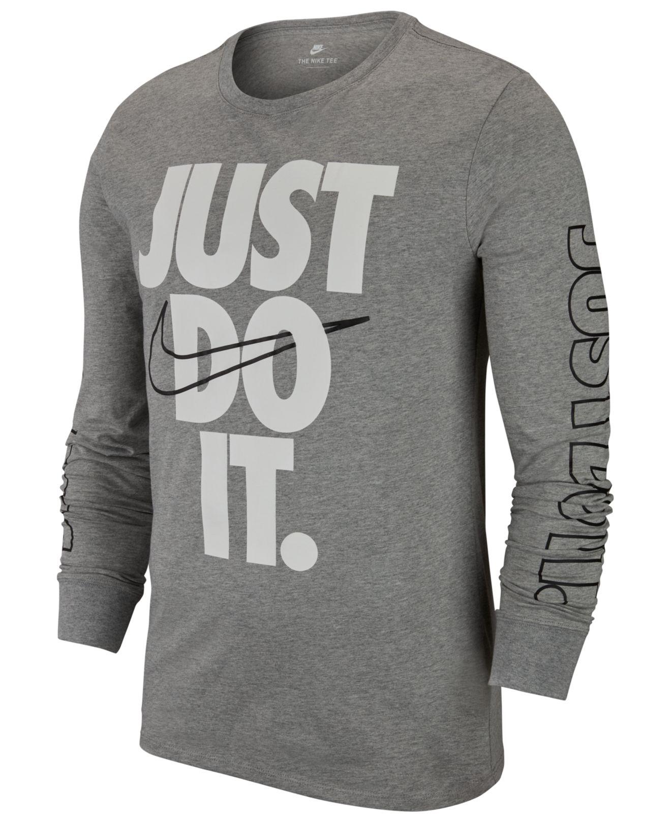 Nike Cotton Sportswear Just Do It Long-sleeve T-shirt in Grey (Gray ...