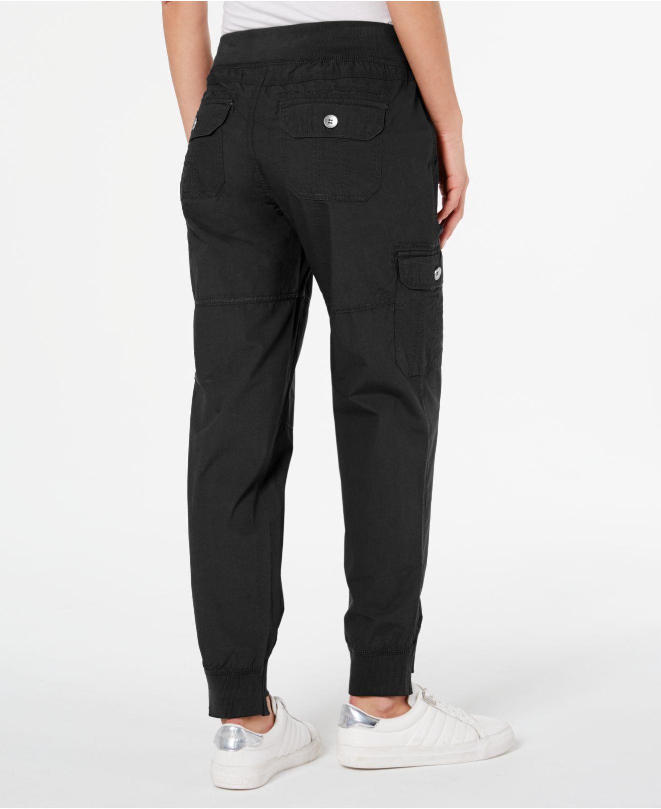 Calvin Klein Performance Tie-front Step-hem Cargo Pants in Black | Lyst