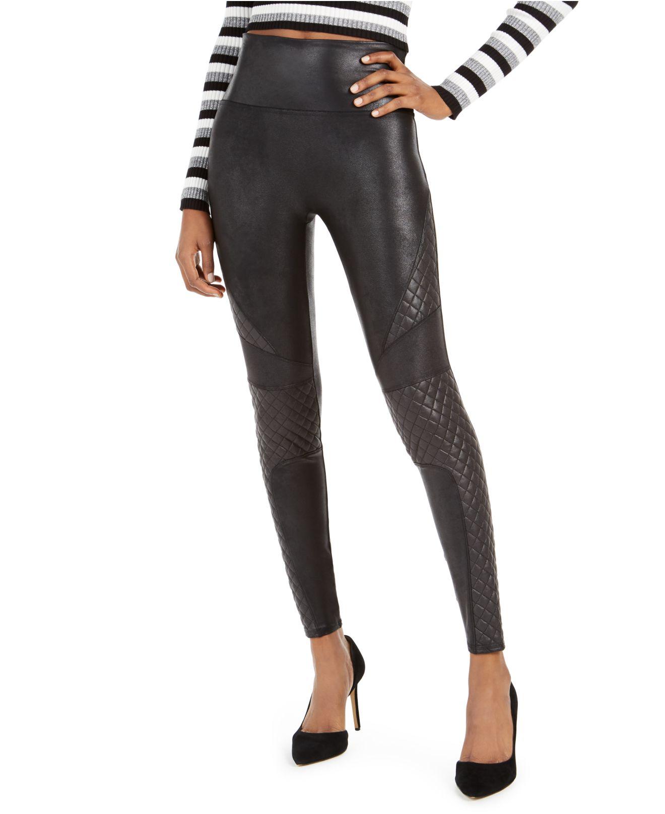Spanx Faux-leather Quilted Leggings in Black - Lyst