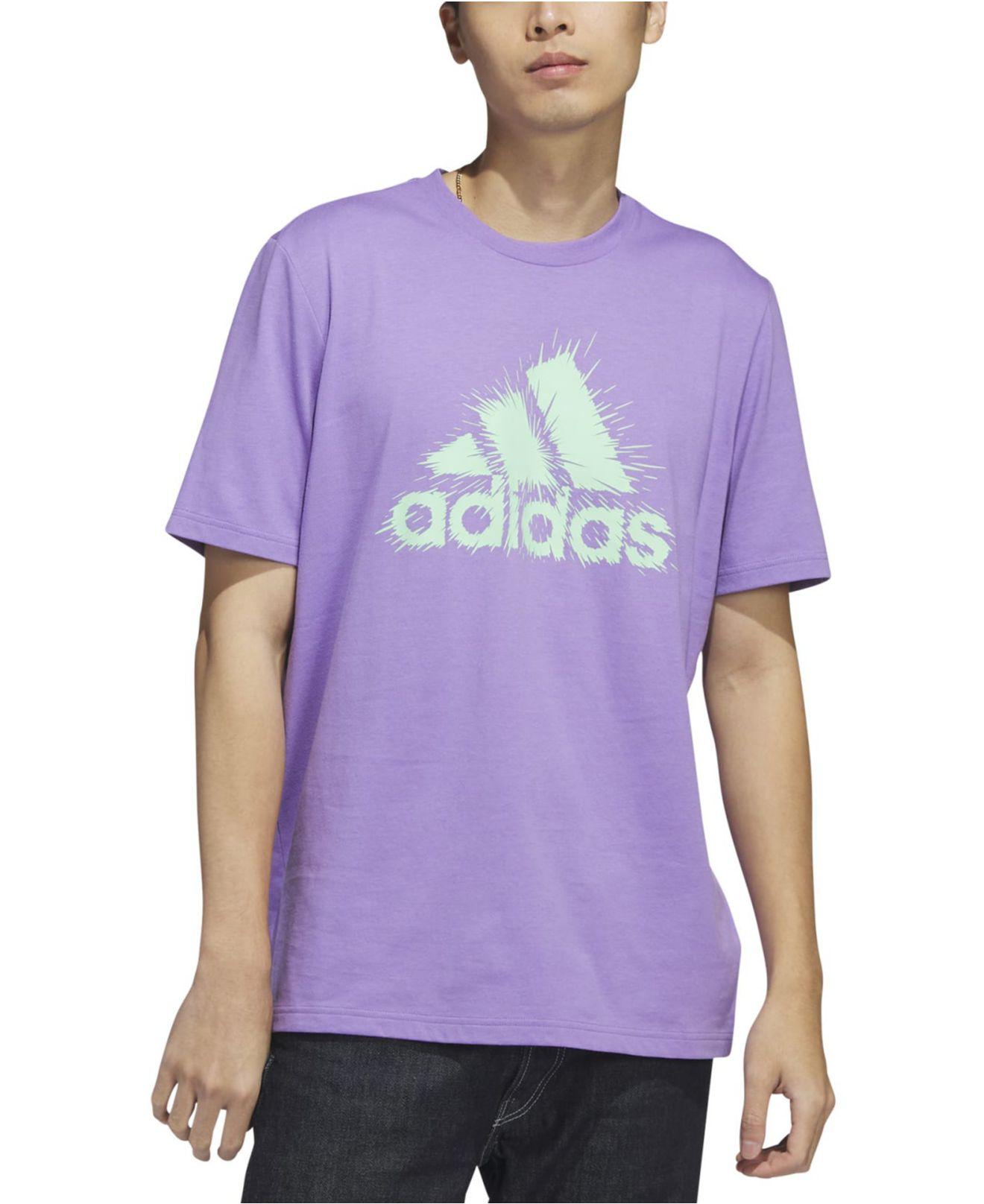 adidas Short-sleeve Logo-graphic T-shirt in Purple for Men | Lyst
