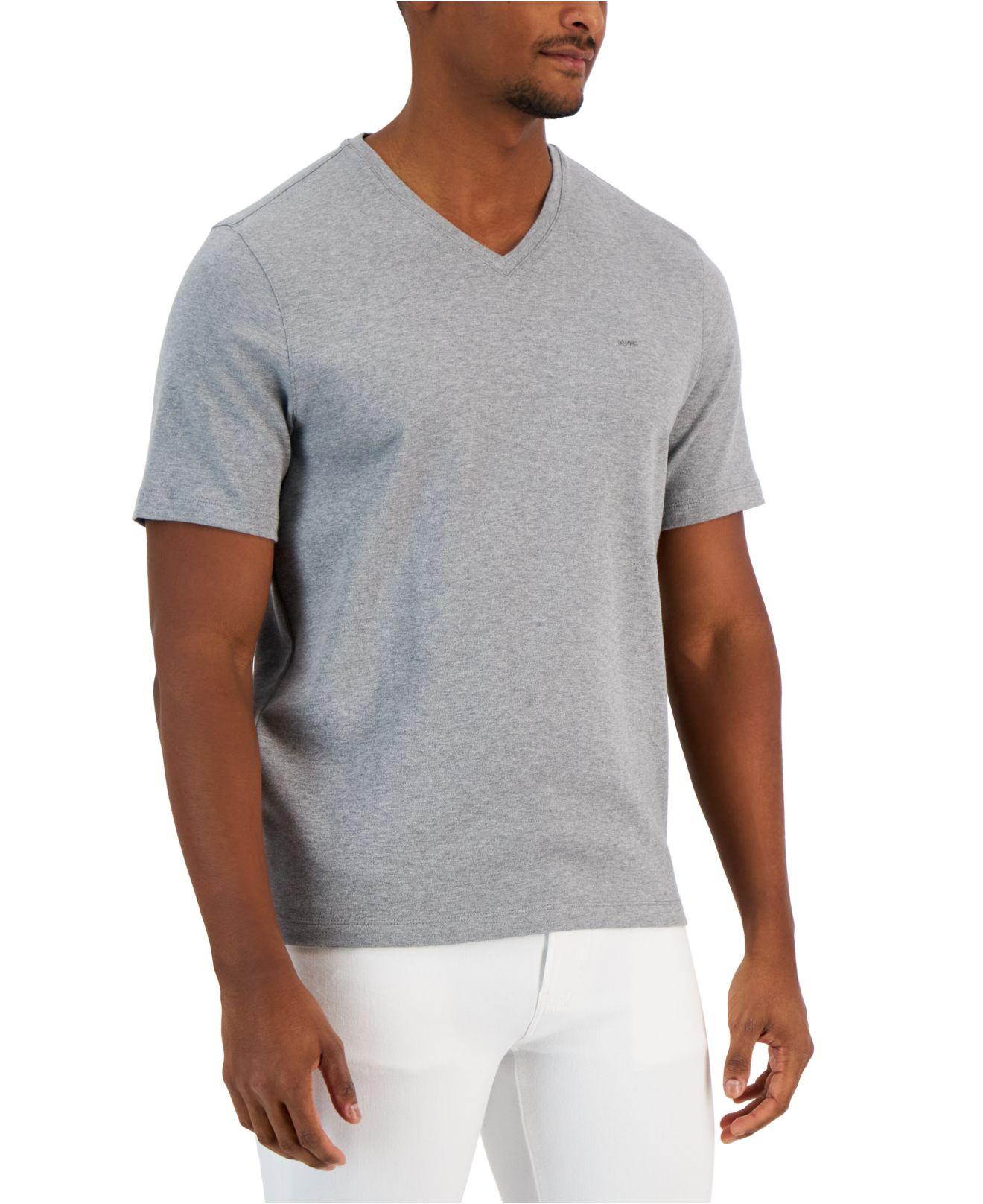 Michael Kors Solid V-neck T-shirt in Grey for Men | Lyst Canada
