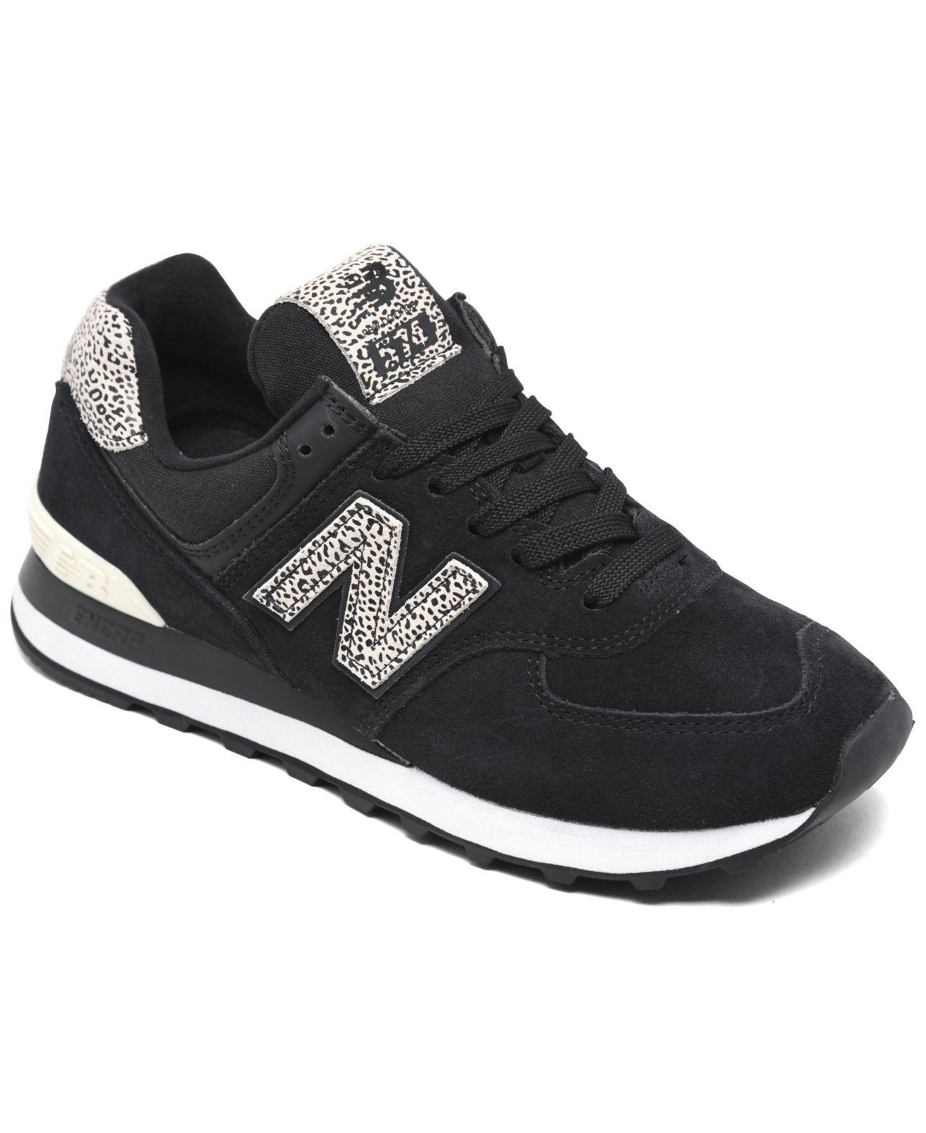 New Balance Suede 574 Leopard Casual Sneakers From Finish Line in Black |  Lyst