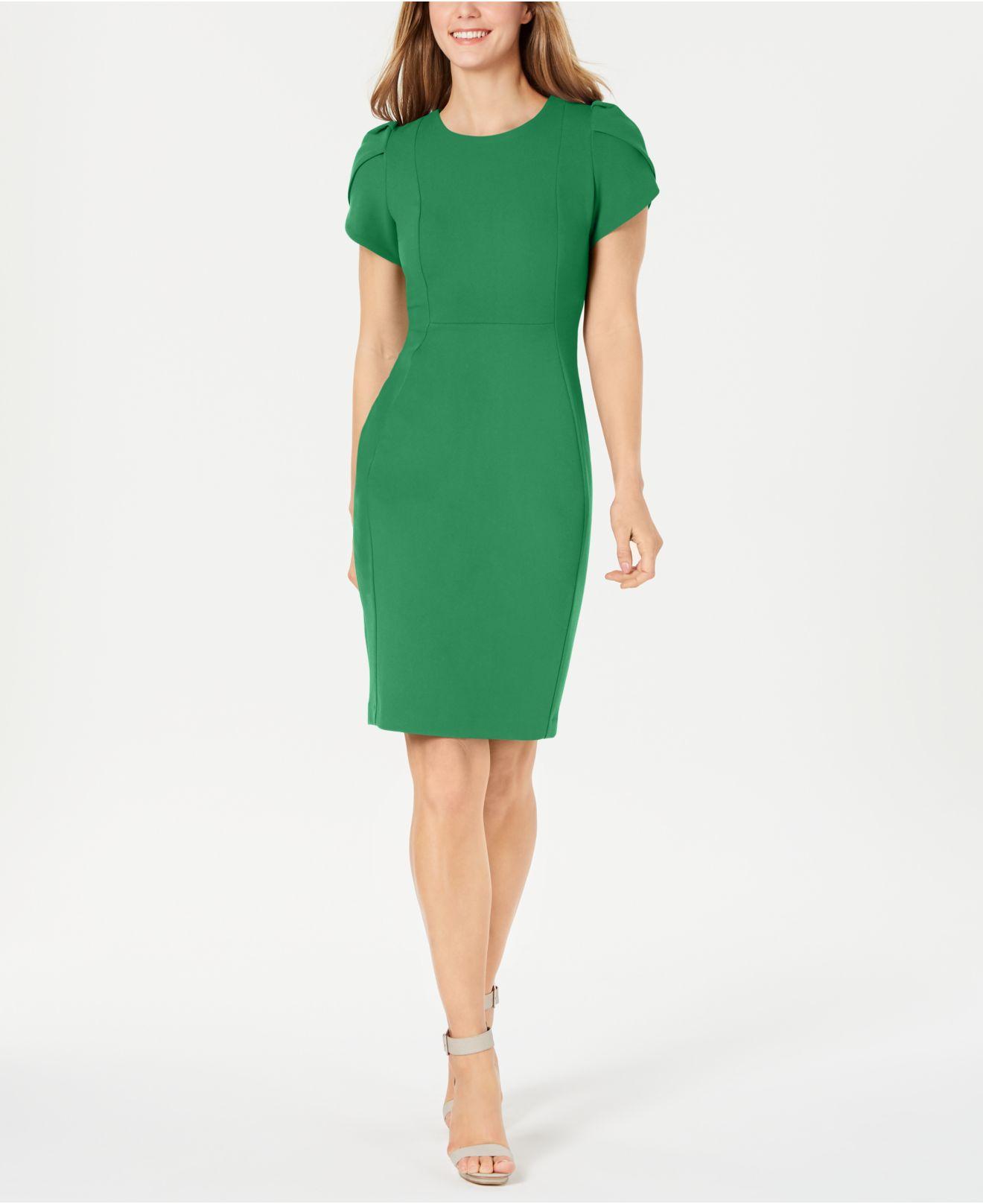 Calvin Klein Tulip-sleeve Sheath Dress, Regular & Petite Sizes in Green |  Lyst