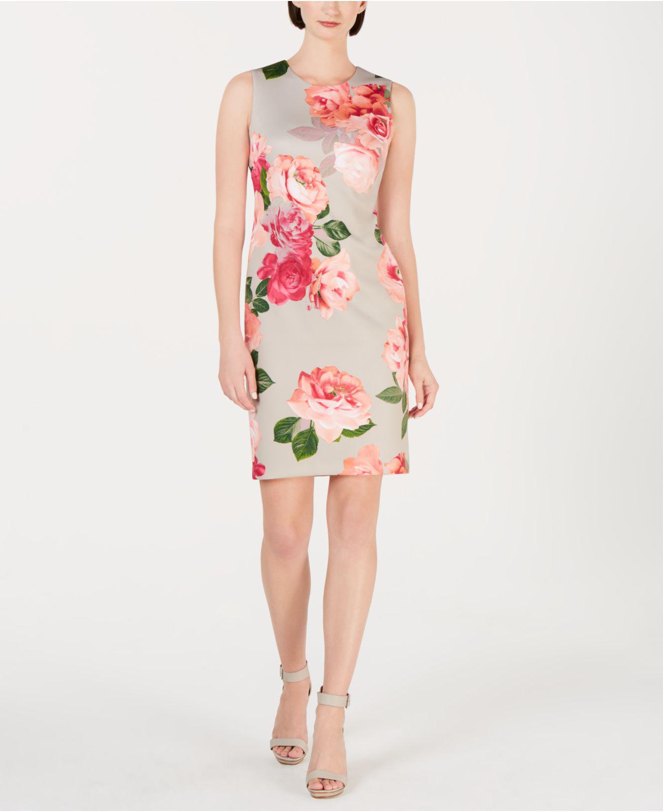 calvin klein floral print sheath dress
