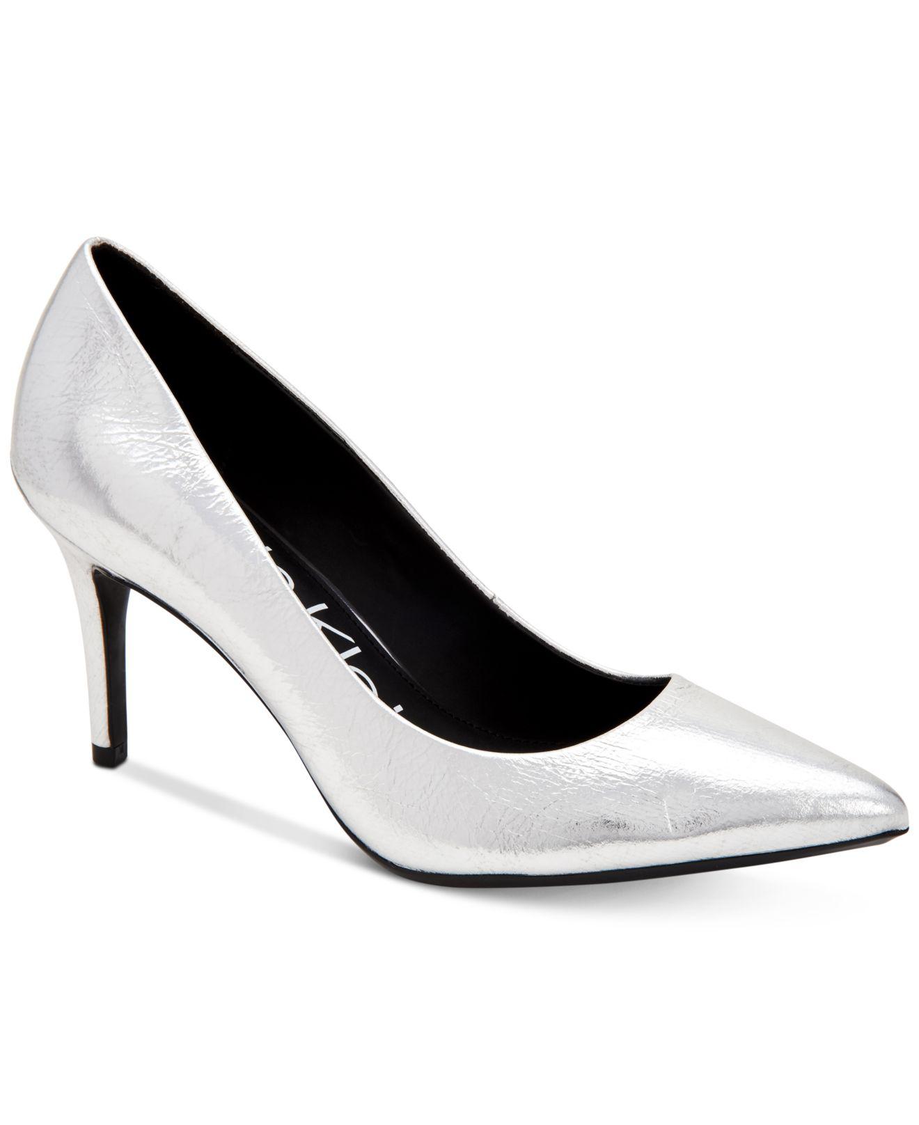 calvin klein silver pumps