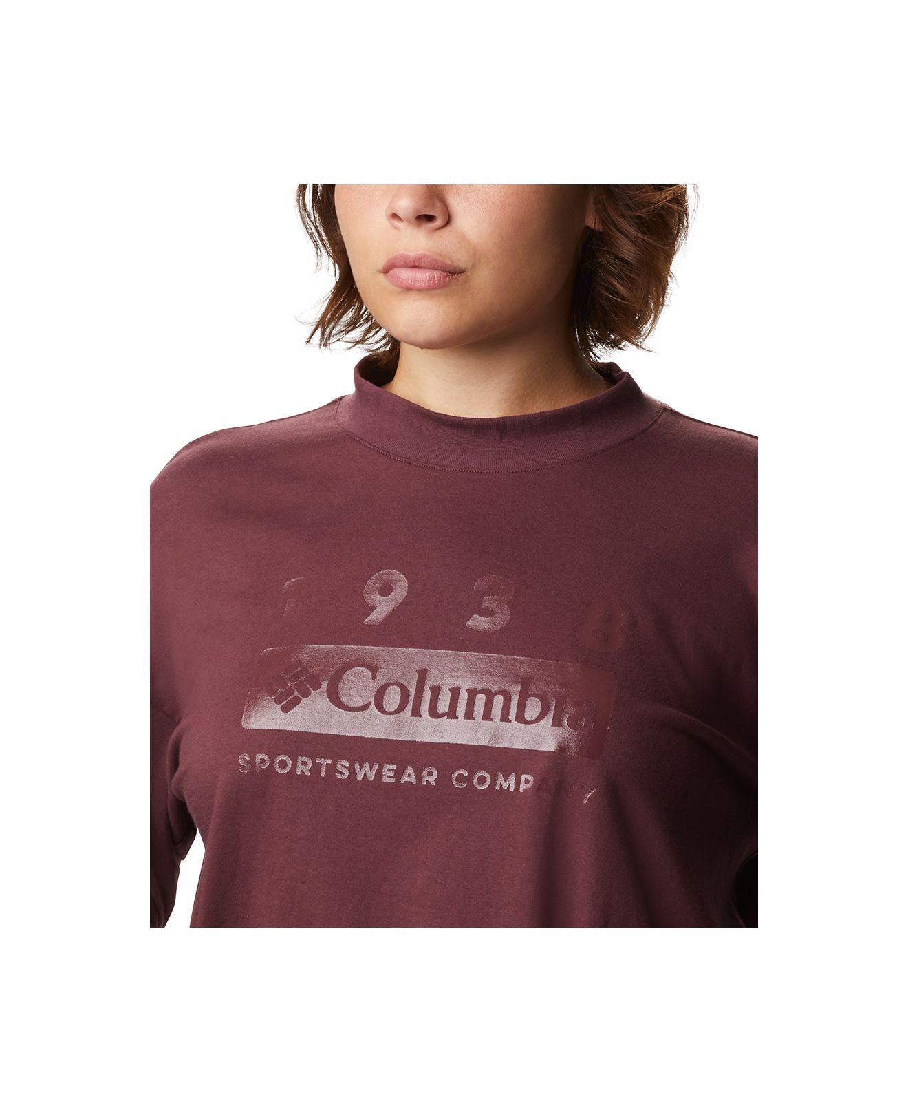 Columbia Plus Size Cotton Lodge Mock-neck Logo-graphic T-shirt - Lyst
