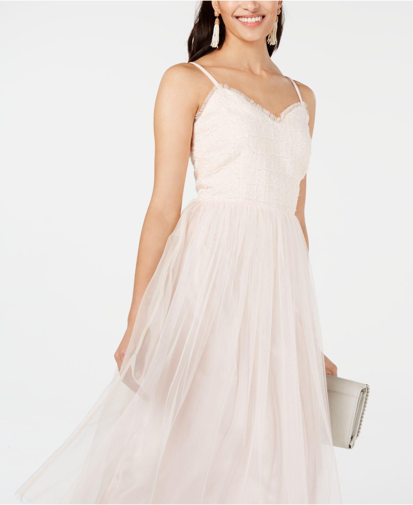 Betsey Johnson Tweed Tulle Midi Dress In Light Pink Pink