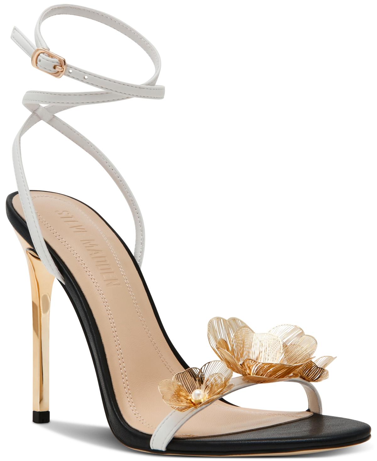 関税なし【Steve Madden】Floral 3D フローラル ヒール サンダル Steve Madden Floral Marlene Stiletto Heels OpenToe Womens