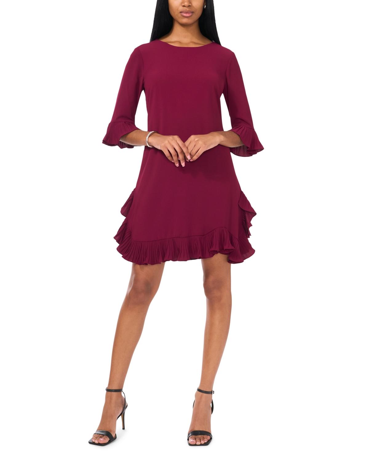 Msk Petite Pleated trim Shift Dress in Red Lyst