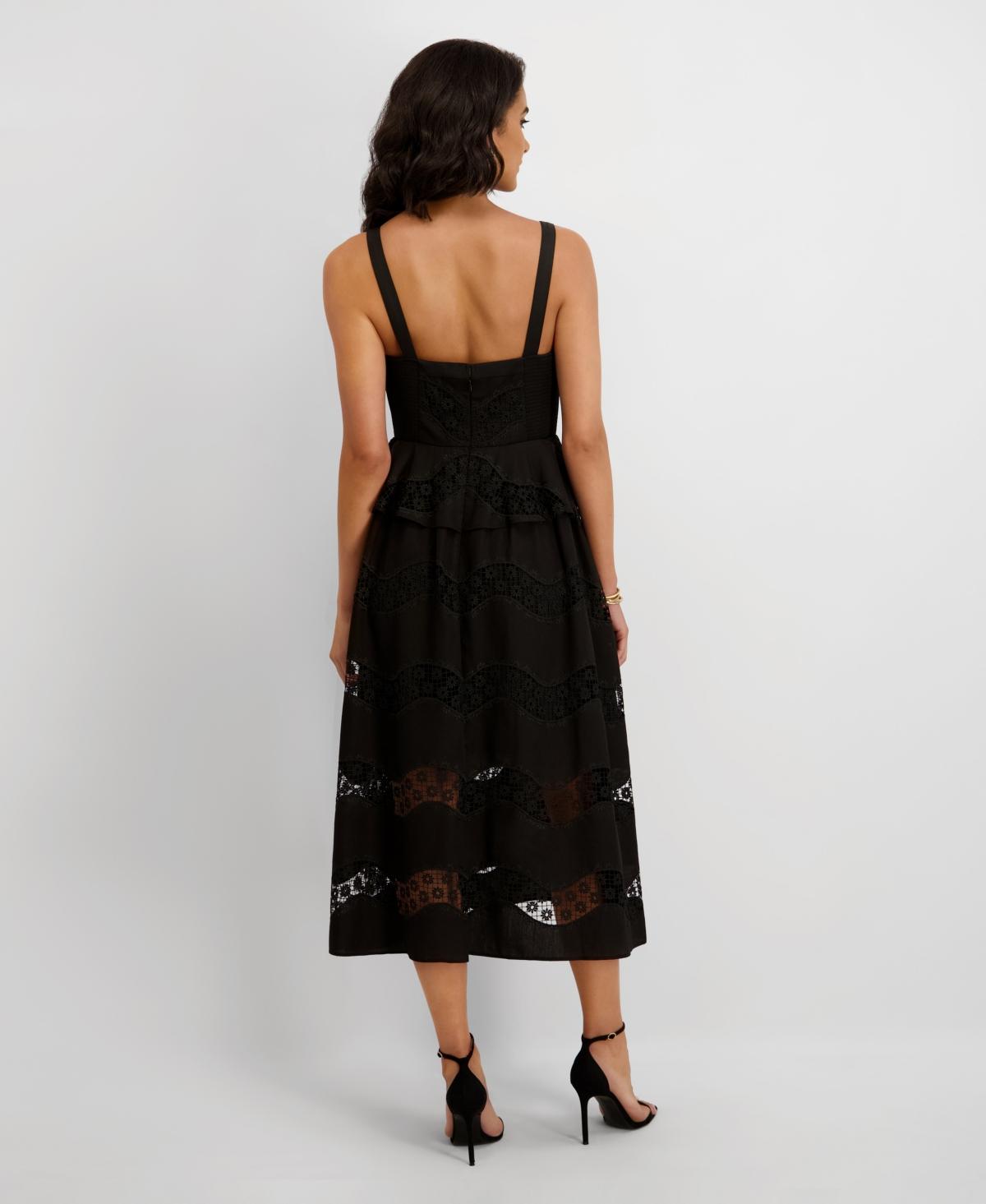 chinese dress ladies Buy kensie Women's Striped Floral Lace Dress, Tusk, XL at Amazon.in main image 0