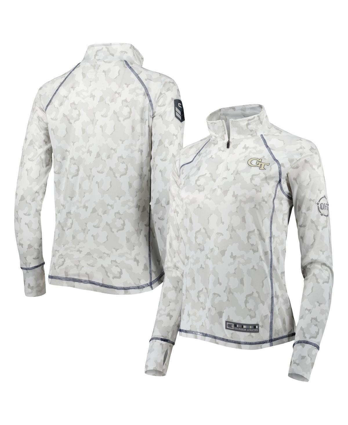 Women's Colosseum White Louisville Cardinals OHT Military Appreciation Officer Arctic Camo Fitted Lightweight 1/4-Zip Jacket Size: Large