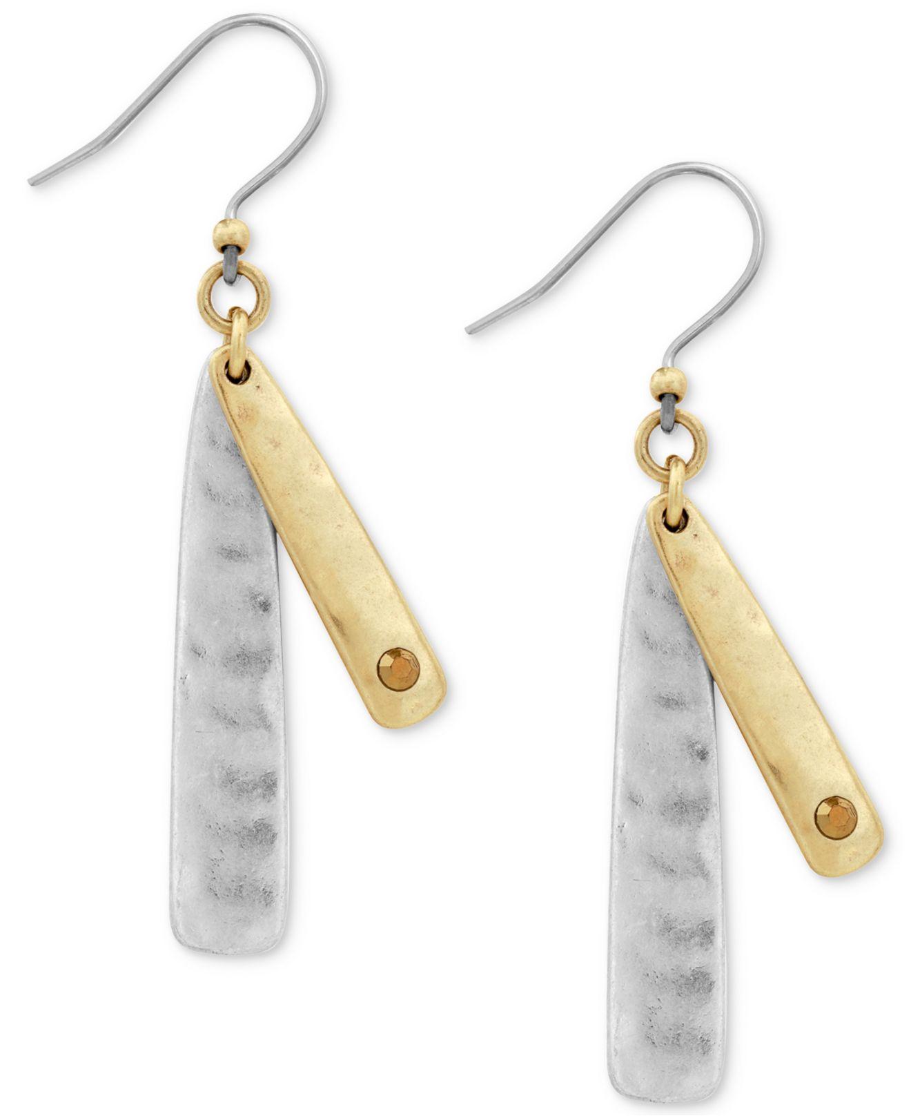 Lucky Brand Two-tone Double-layer Linear Drop Earrings - Save 41% - Lyst