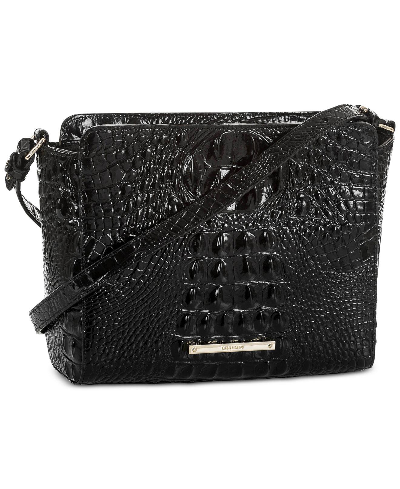 Brahmin Carrie Melbourne Embossed Leather Crossbody in Black/Gold (Black) Lyst