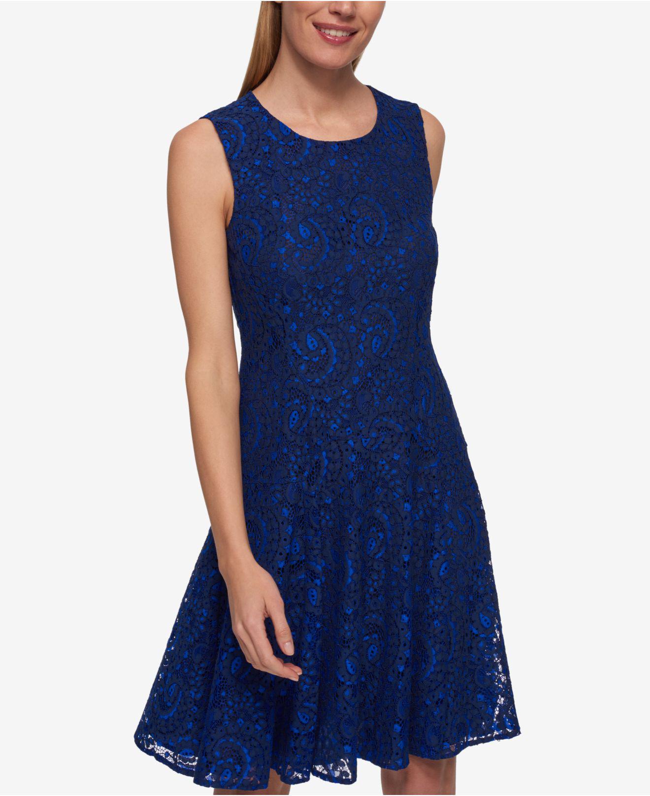 tommy hilfiger blue lace dress