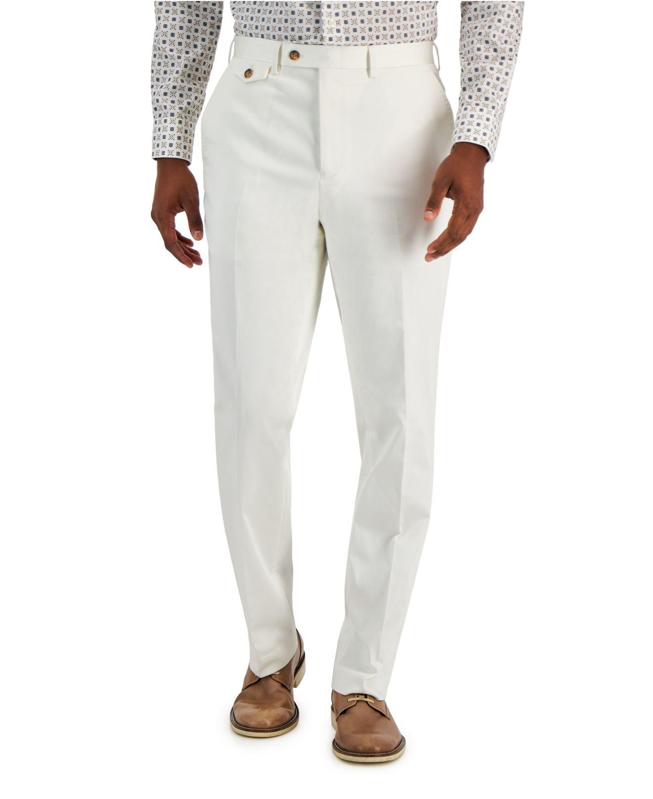 Tayion Collection Classic-fit Solid Suit Pants in White for Men | Lyst