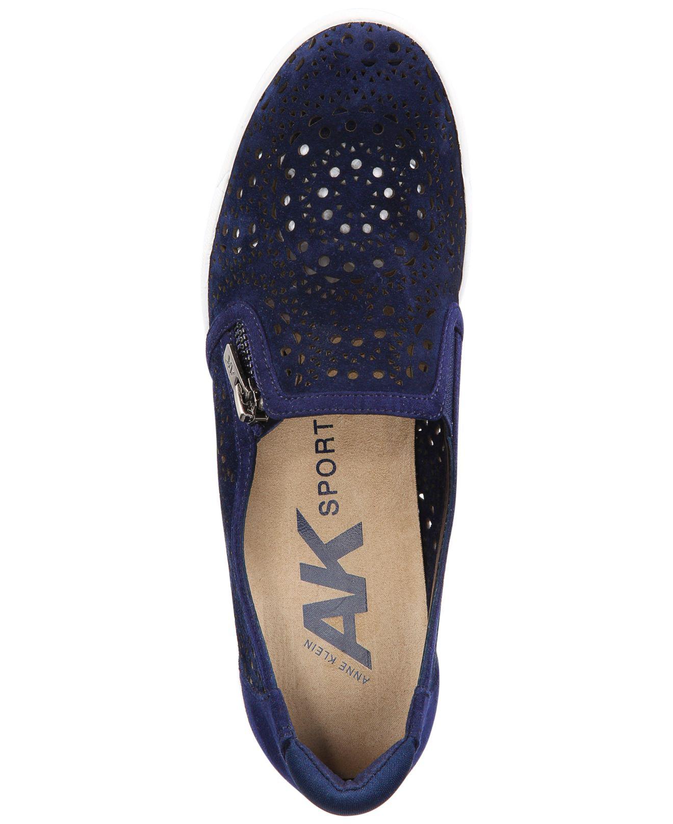 Anne Klein Sport Yvette Perforated Slip-on Sneakers in Blue | Lyst