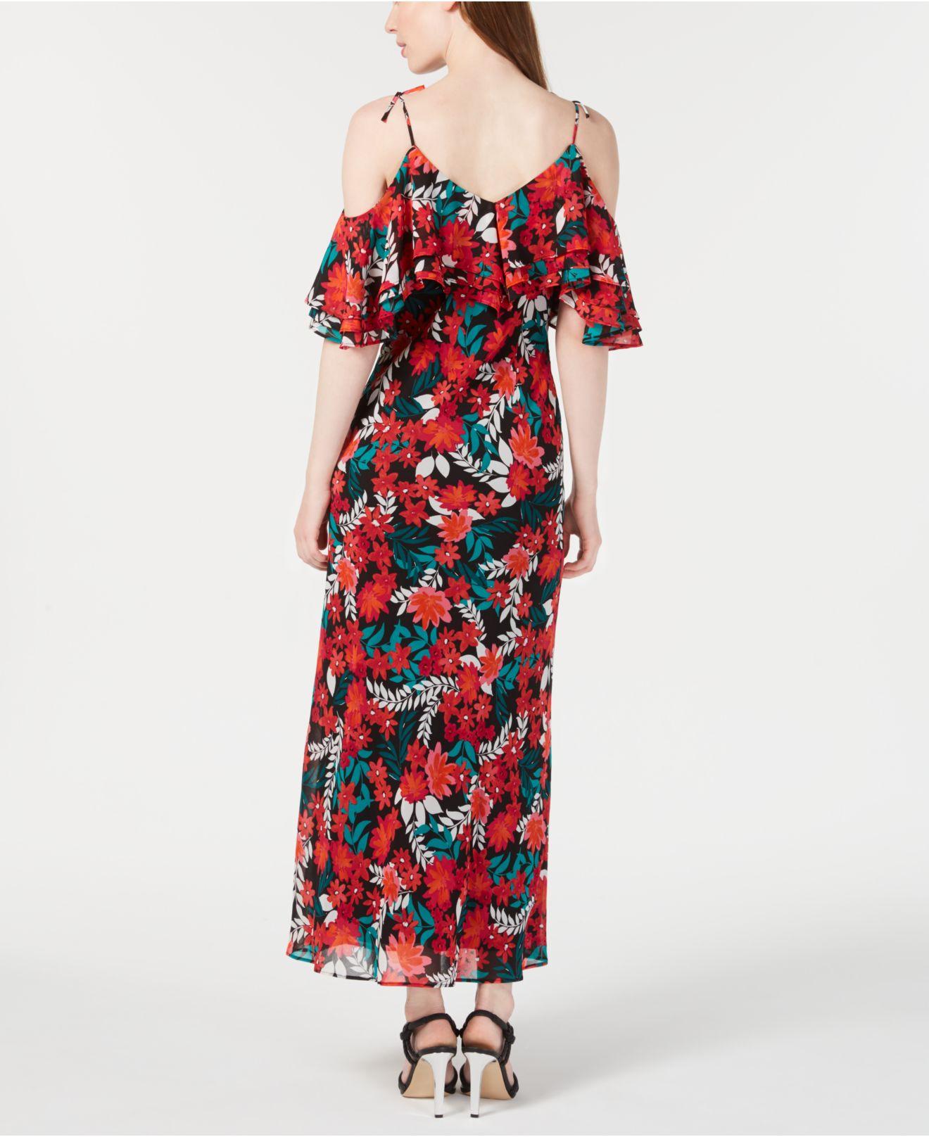 black cold shoulder maxi dress