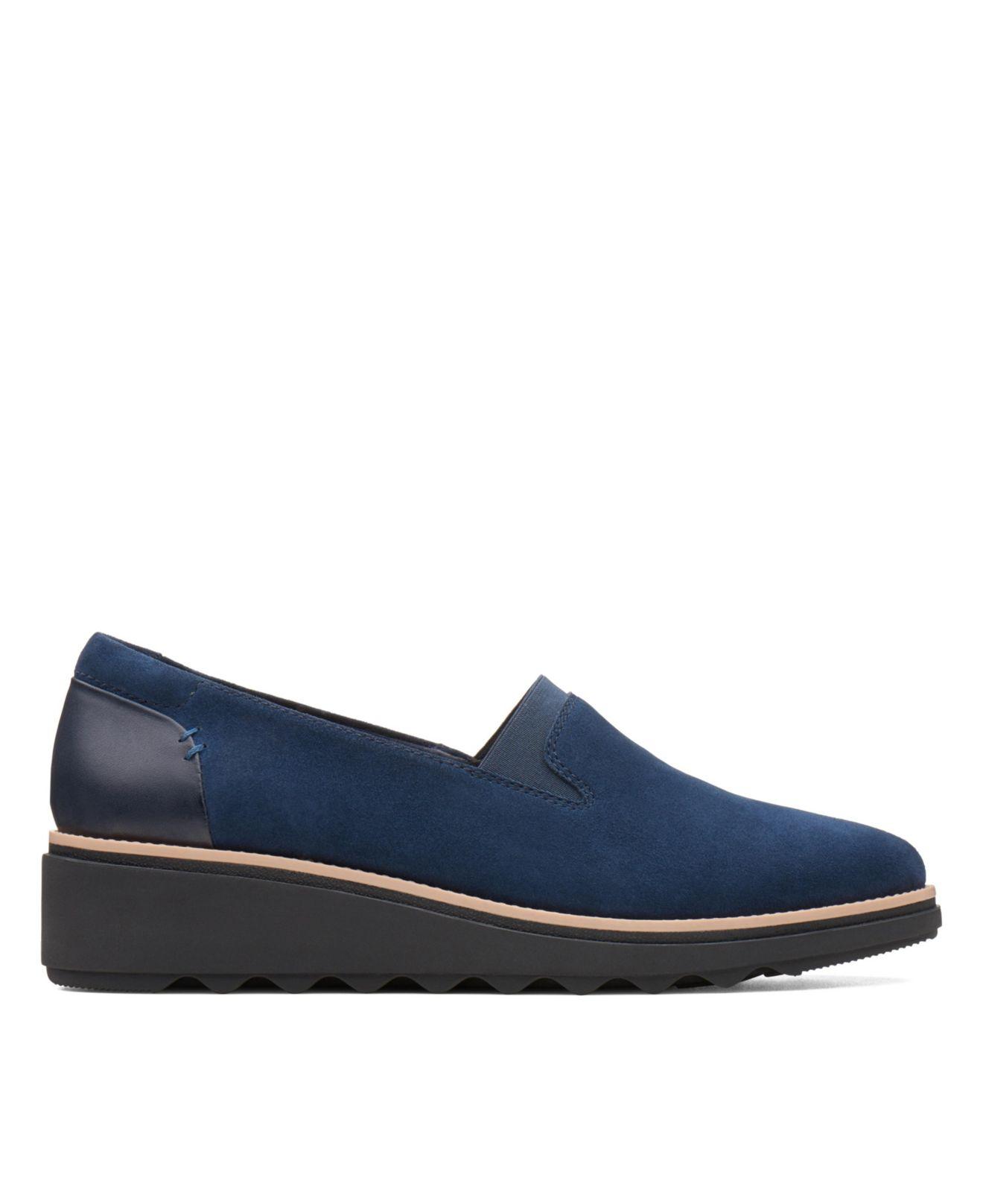 Clarks Sharon Dolly Platform Loafers in Navy Suede (Blue) - Lyst