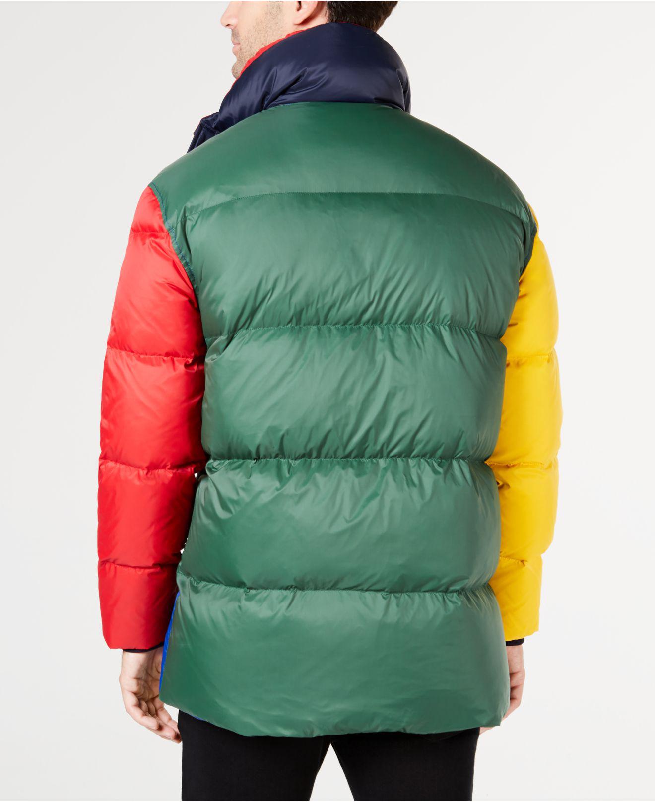 tommy jeans colorblock puffer jacket