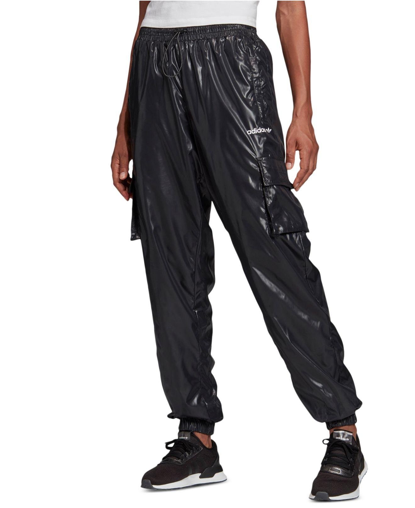 adidas Shiny Cargo Pants in Black | Lyst