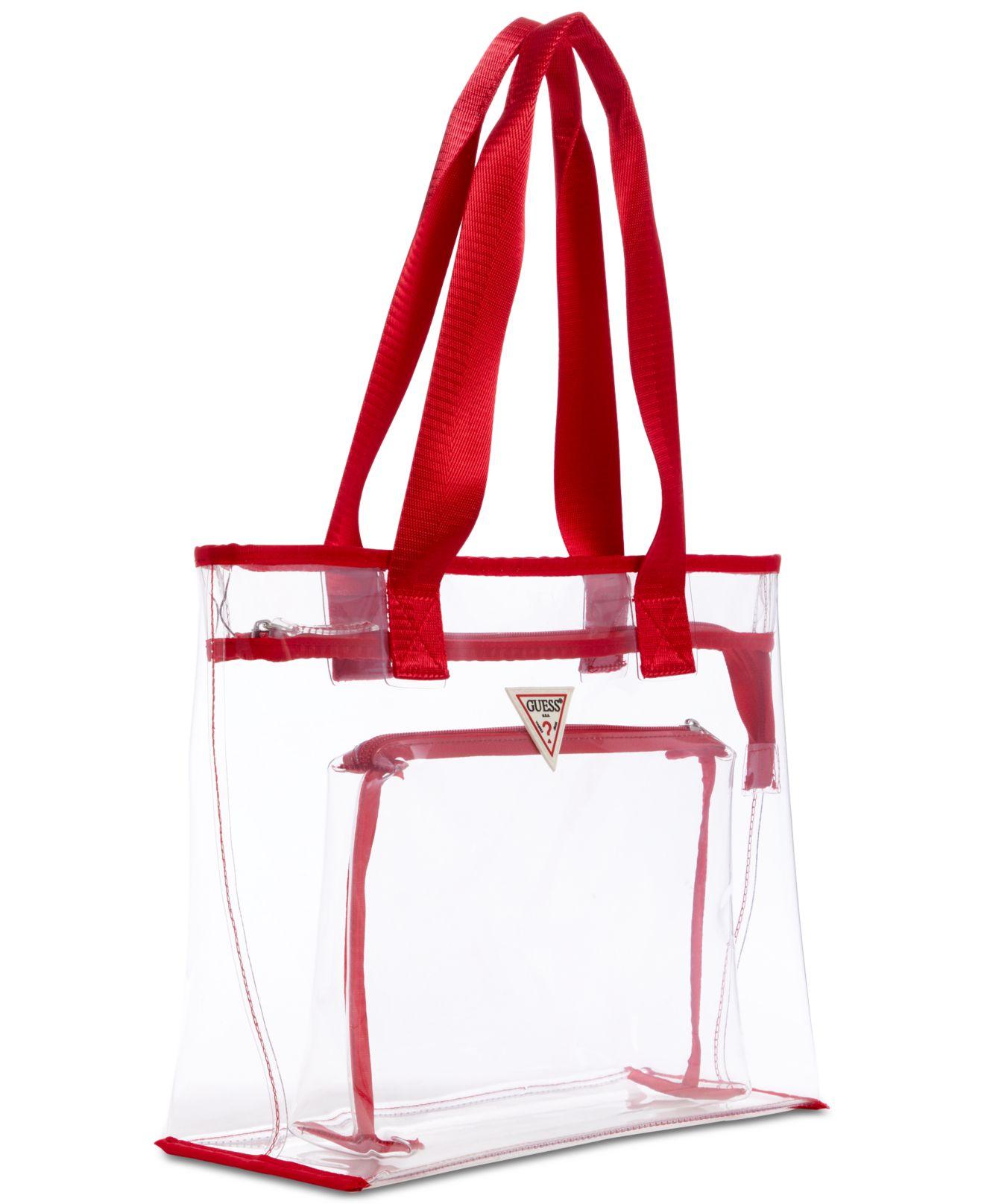 GUESS Tote Red Transparent Bag