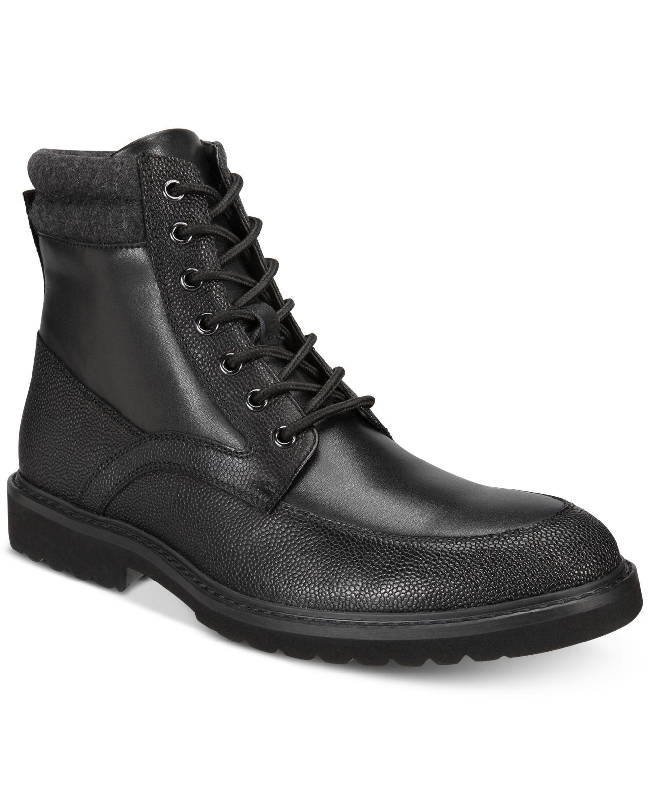 Alfani Leather Moctoe Utility Boots in Black for Men Lyst