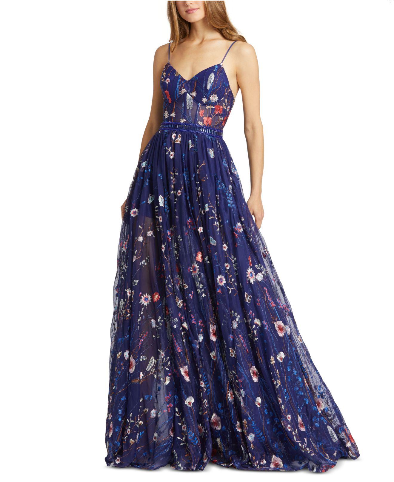Mac Duggal Embroidered Mesh Bustier 